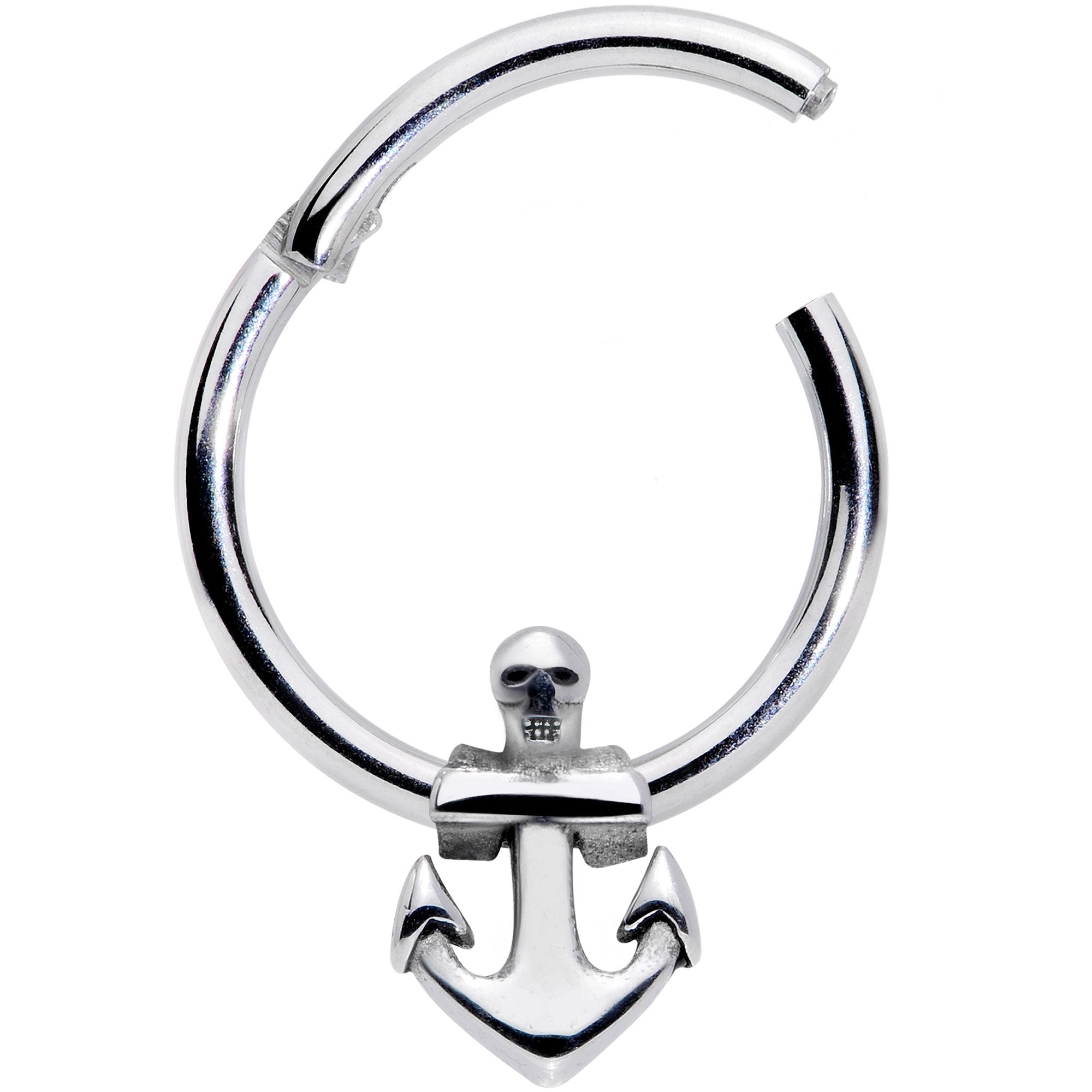 16 Gauge 3/8 Nautical Anchor Hinged Segment Ring