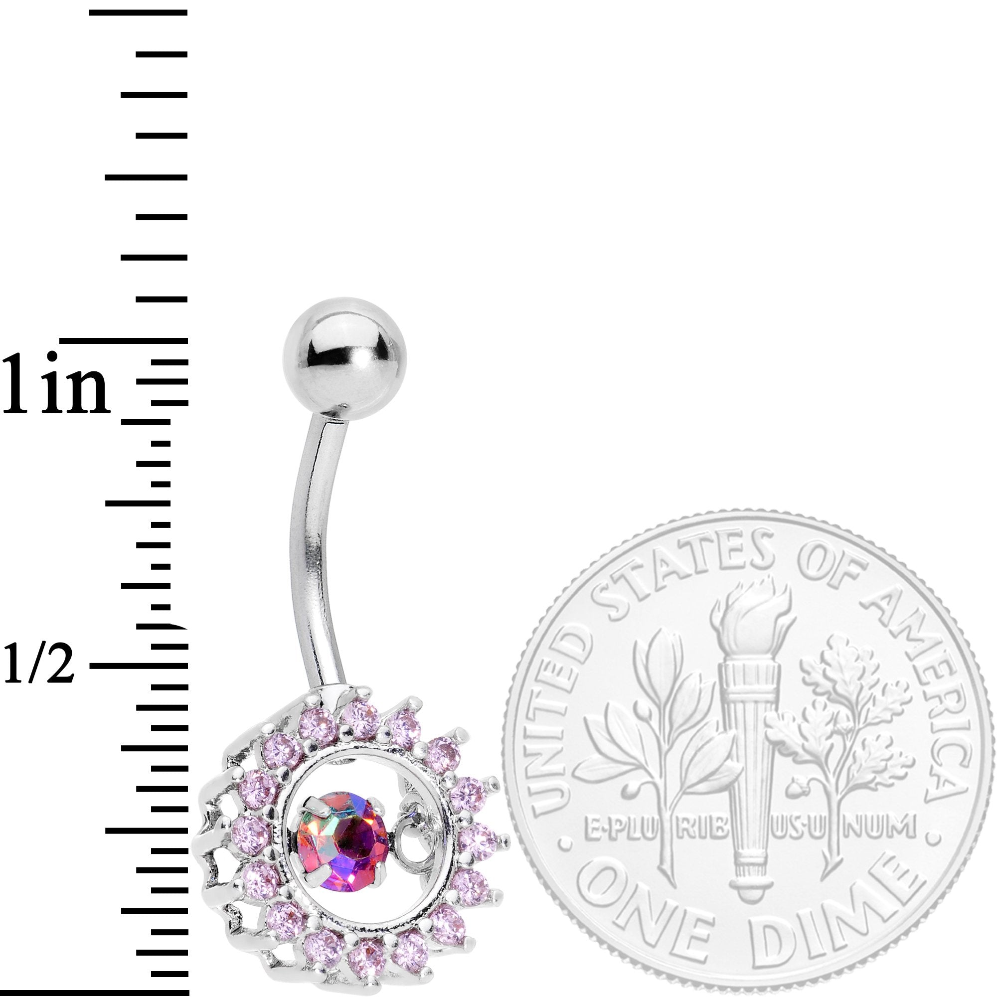 Pink Gem Elegant Dance Crown Belly Ring