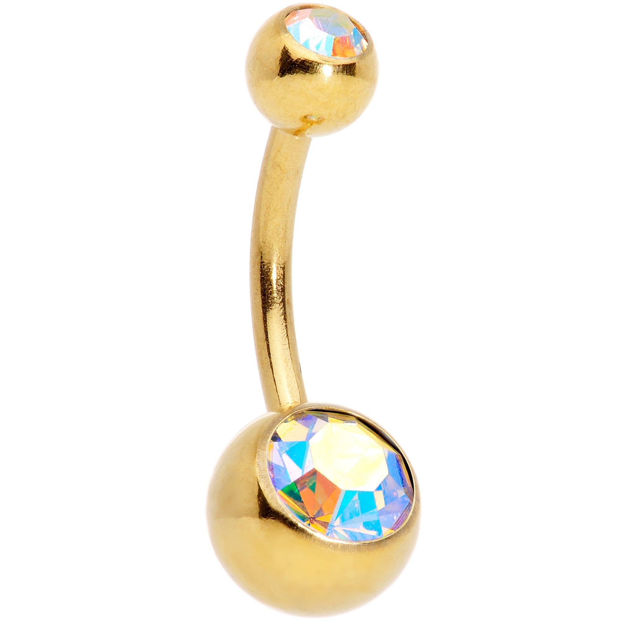 Aurora Gem Gold Tone Elegant Dance Belly Ring Set of 3