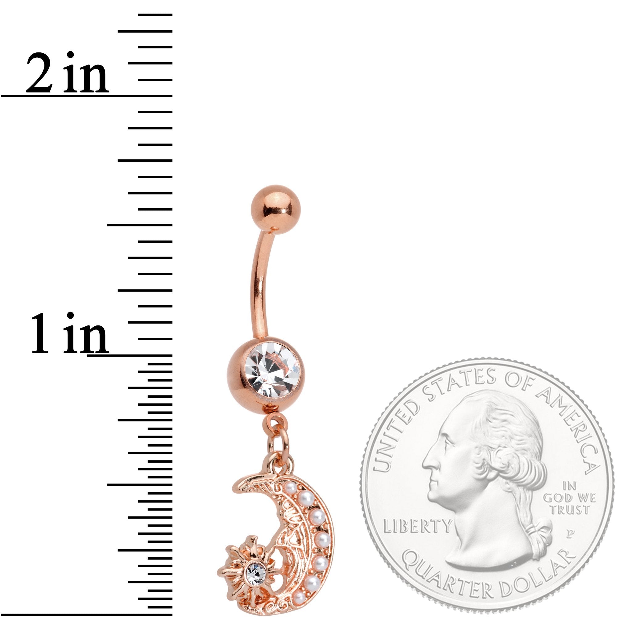 Clear Gem Rose Gold Tone Shooting Star Dangle Belly Ring