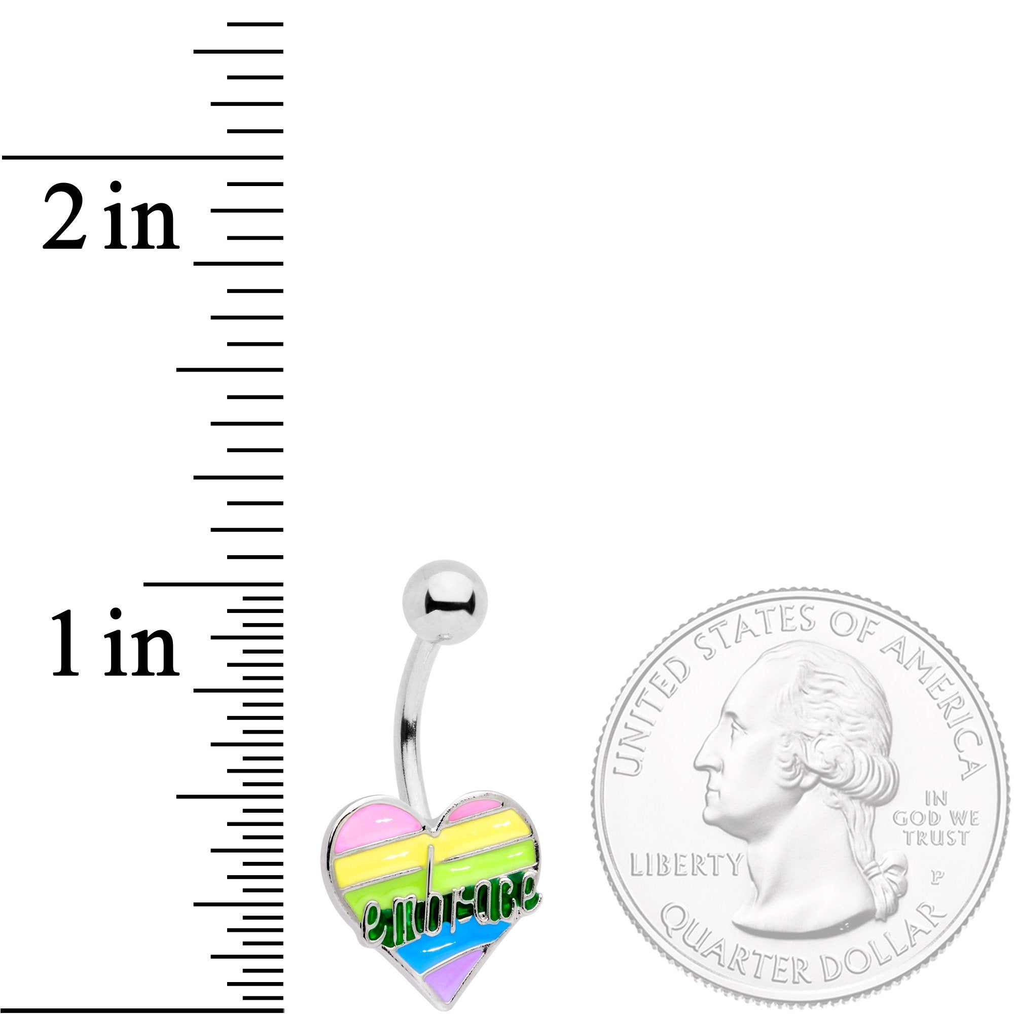 Embrace Pastel Rainbow Heart Dangle Belly Ring