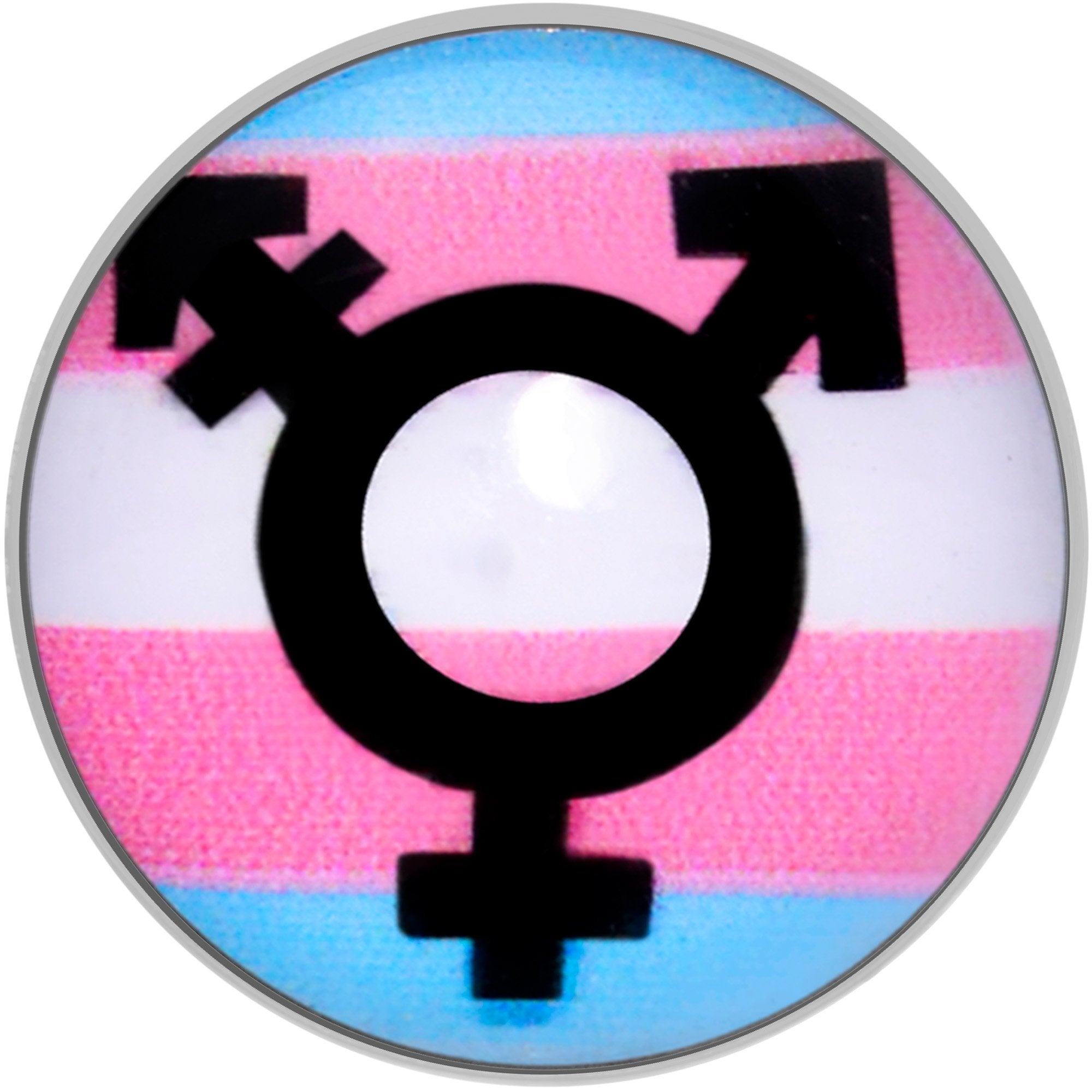 Pink Blue White Transgender Pride Logo Barbell Tongue Ring