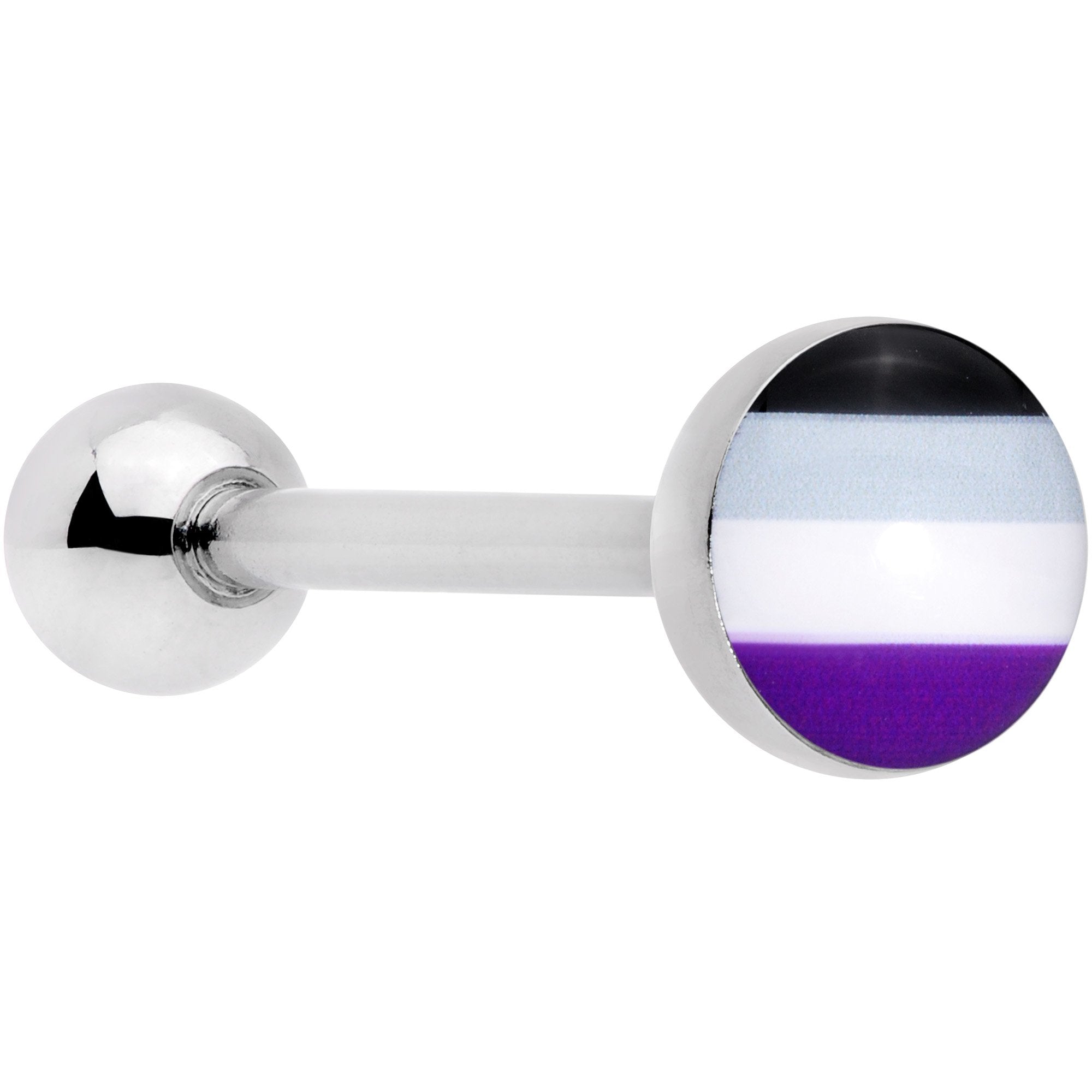 Black Grey White Purple Asexual Pride Flag Barbell Tongue Ring