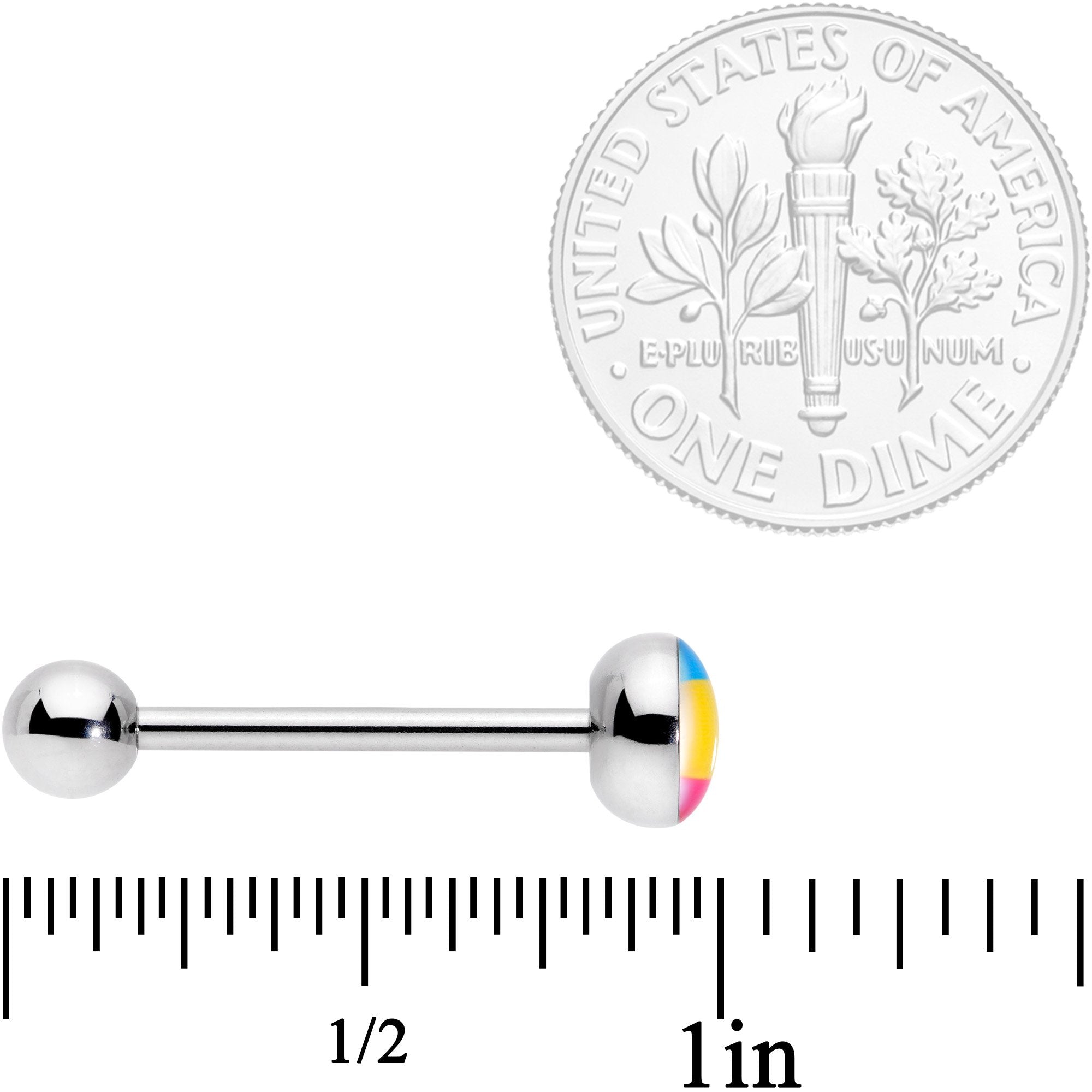 Red Yellow Blue Pansexual Pride Flag Barbell Tongue Ring