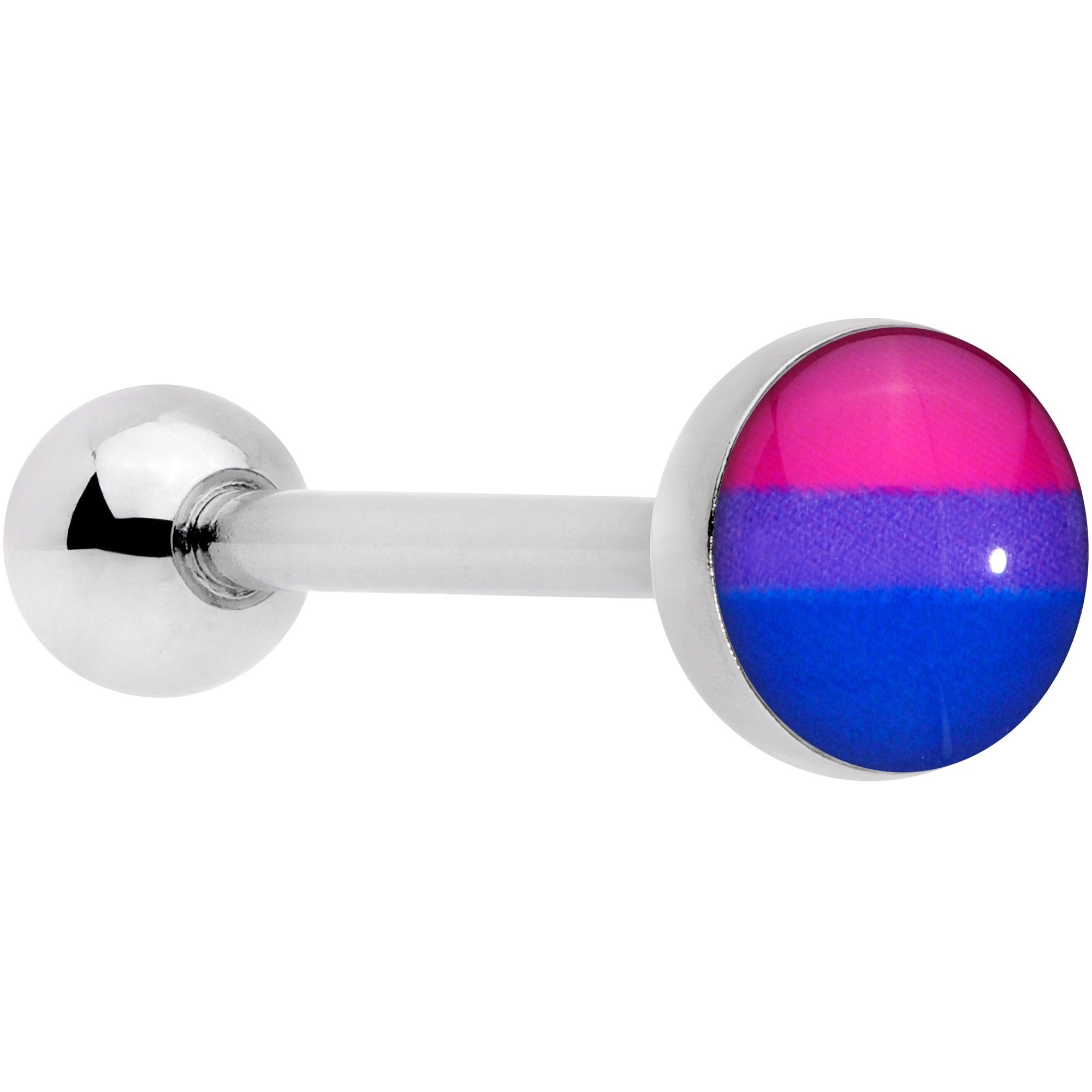 Pink Purple Blue Bisexual Pride Flag Barbell Tongue Ring