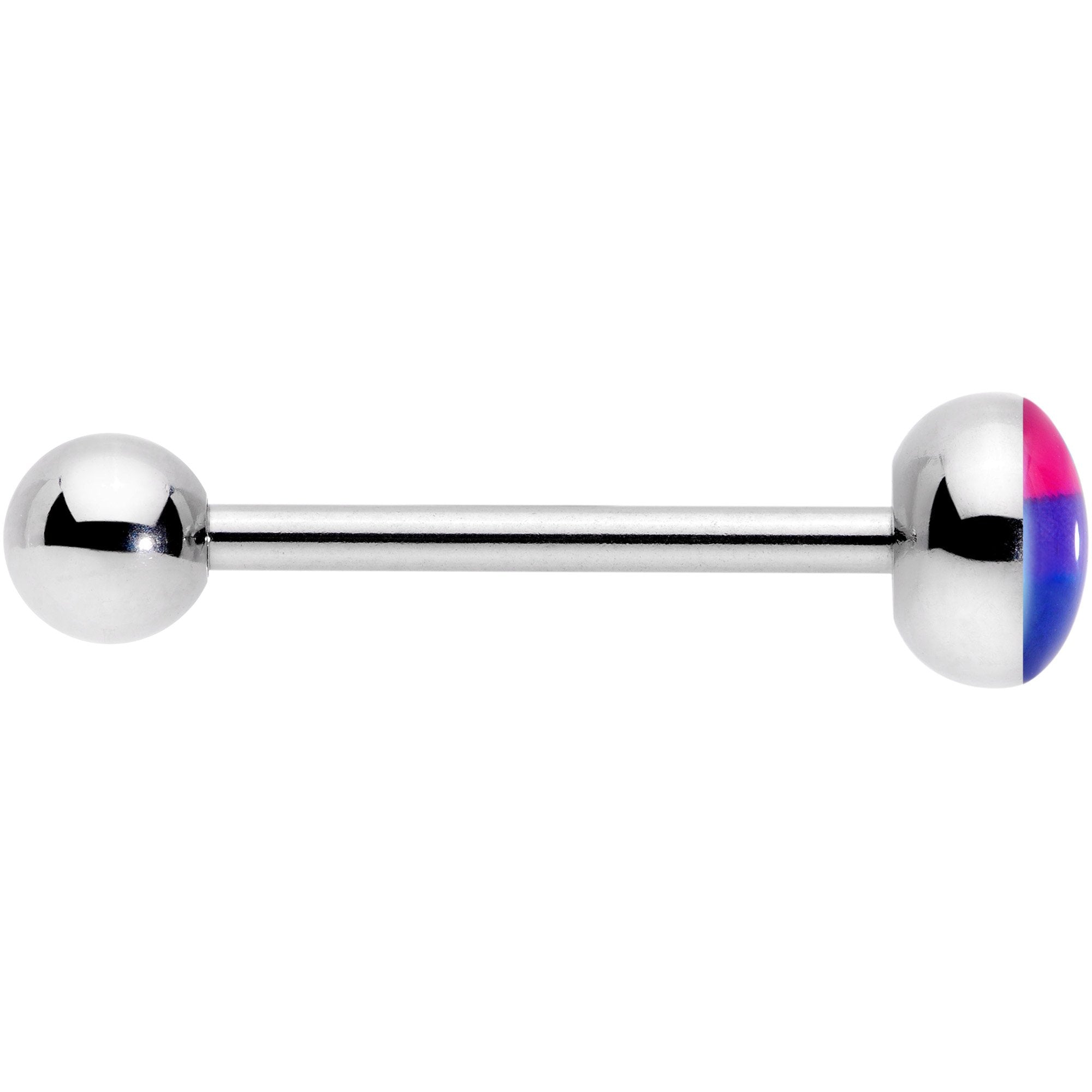 Pink Purple Blue Bisexual Pride Flag Barbell Tongue Ring