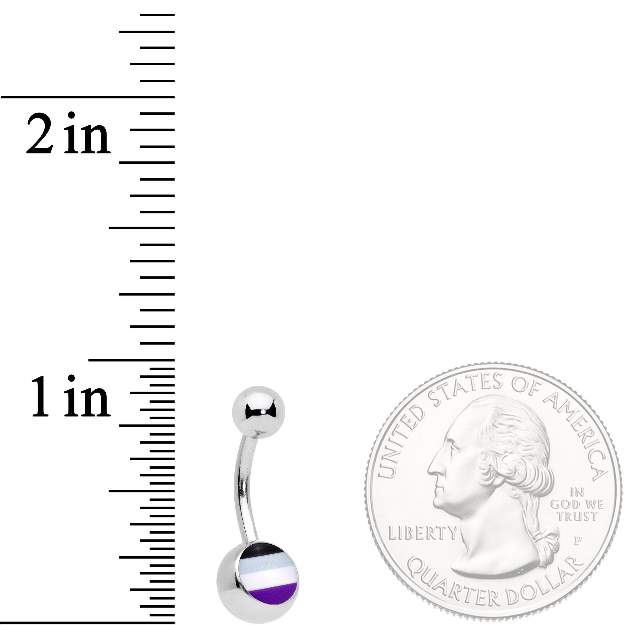 Black Grey White Purple Asexual Pride Flag Belly Ring