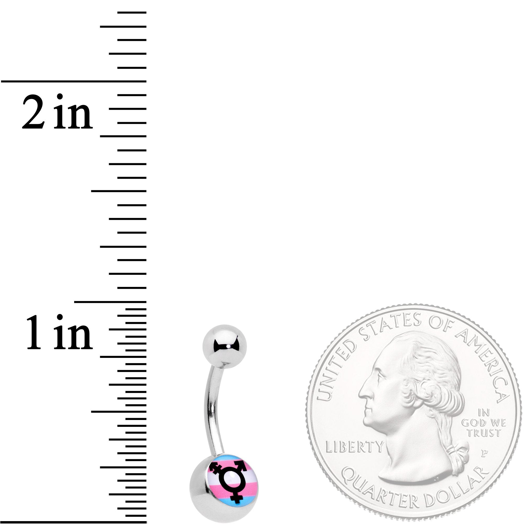 Pink Blue White Transgender Pride Logo Belly Ring