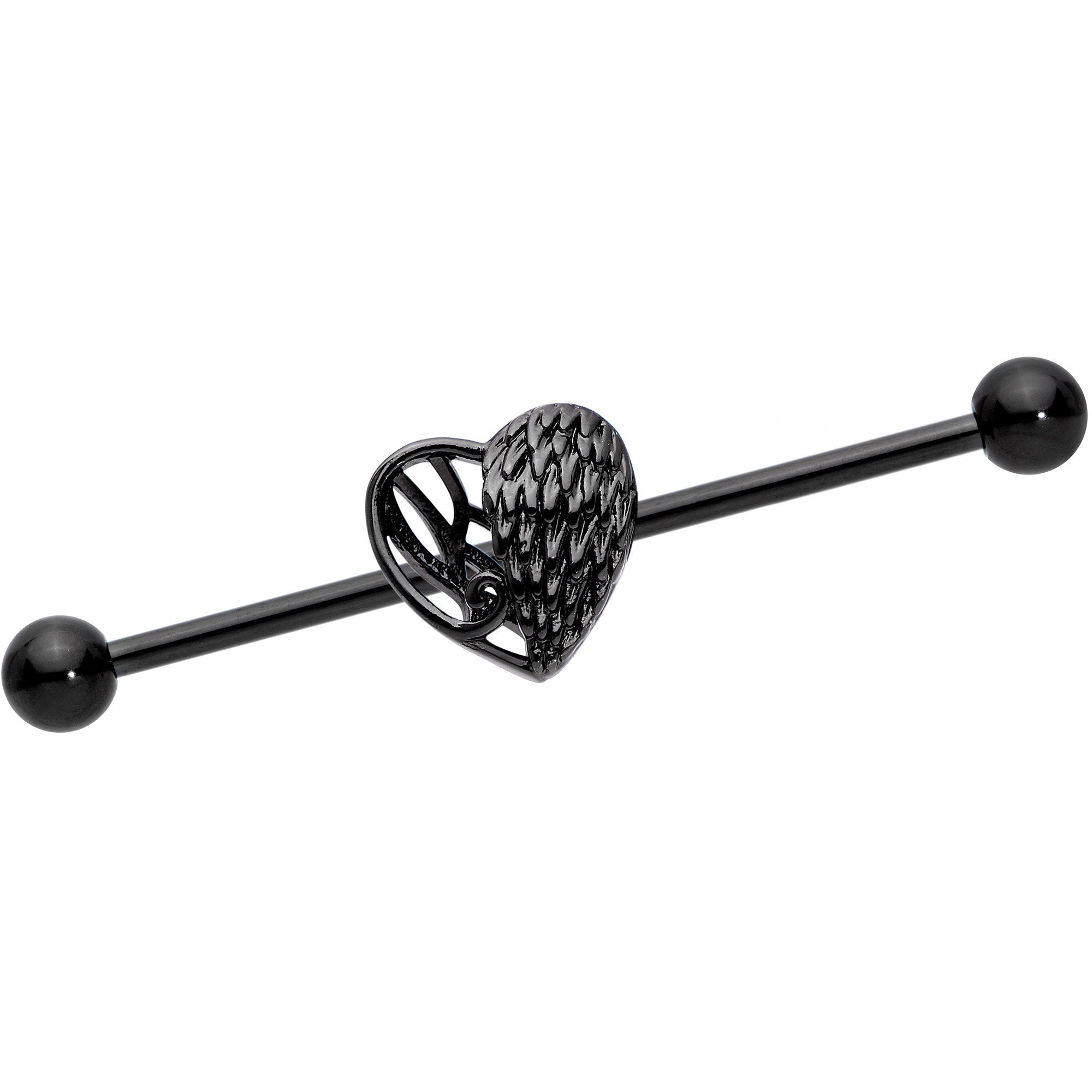 14 Gauge Black Angels Wing Industrial Barbell 38mm