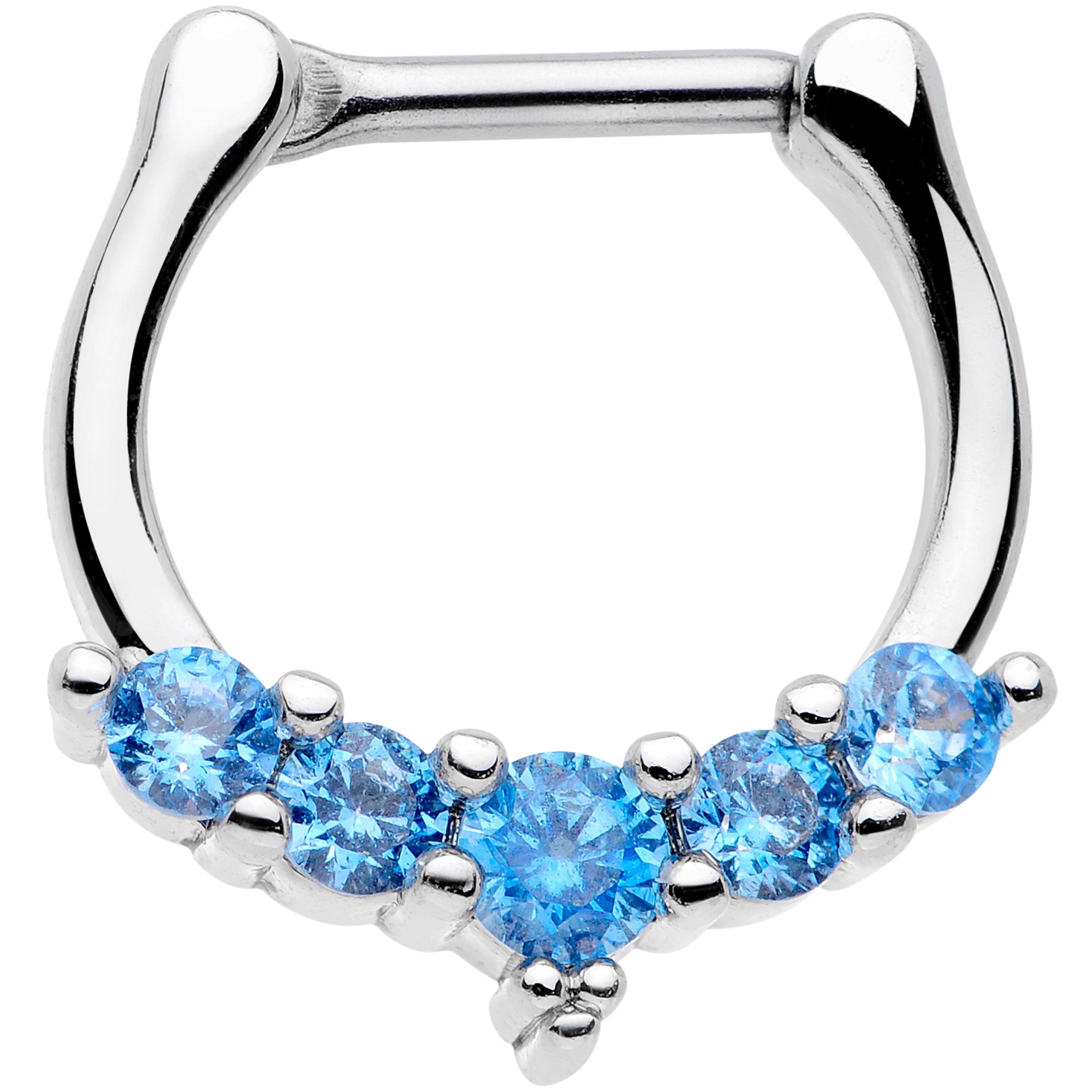 16 Gauge 3/8 Blue CZ Gem Blaze Cartilage Clicker