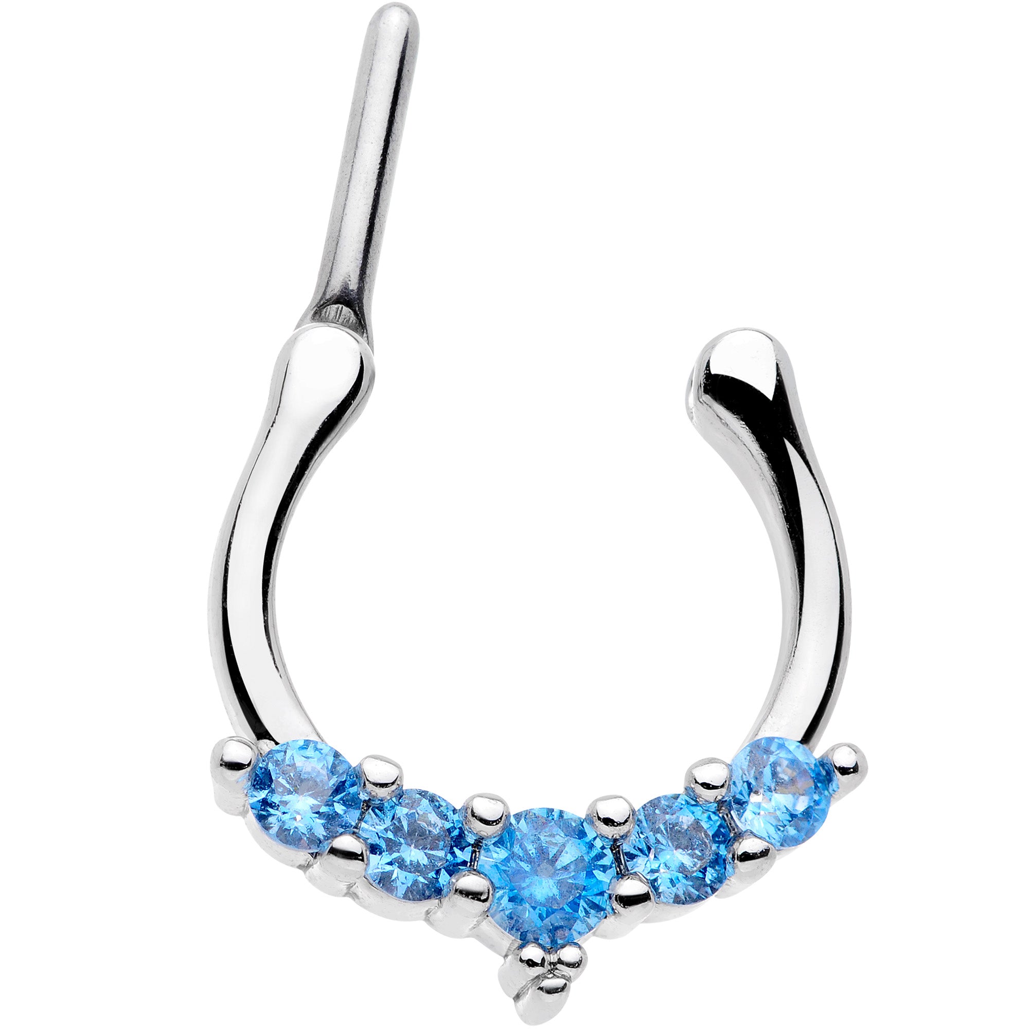 16 Gauge 3/8 Blue CZ Gem Blaze Cartilage Clicker