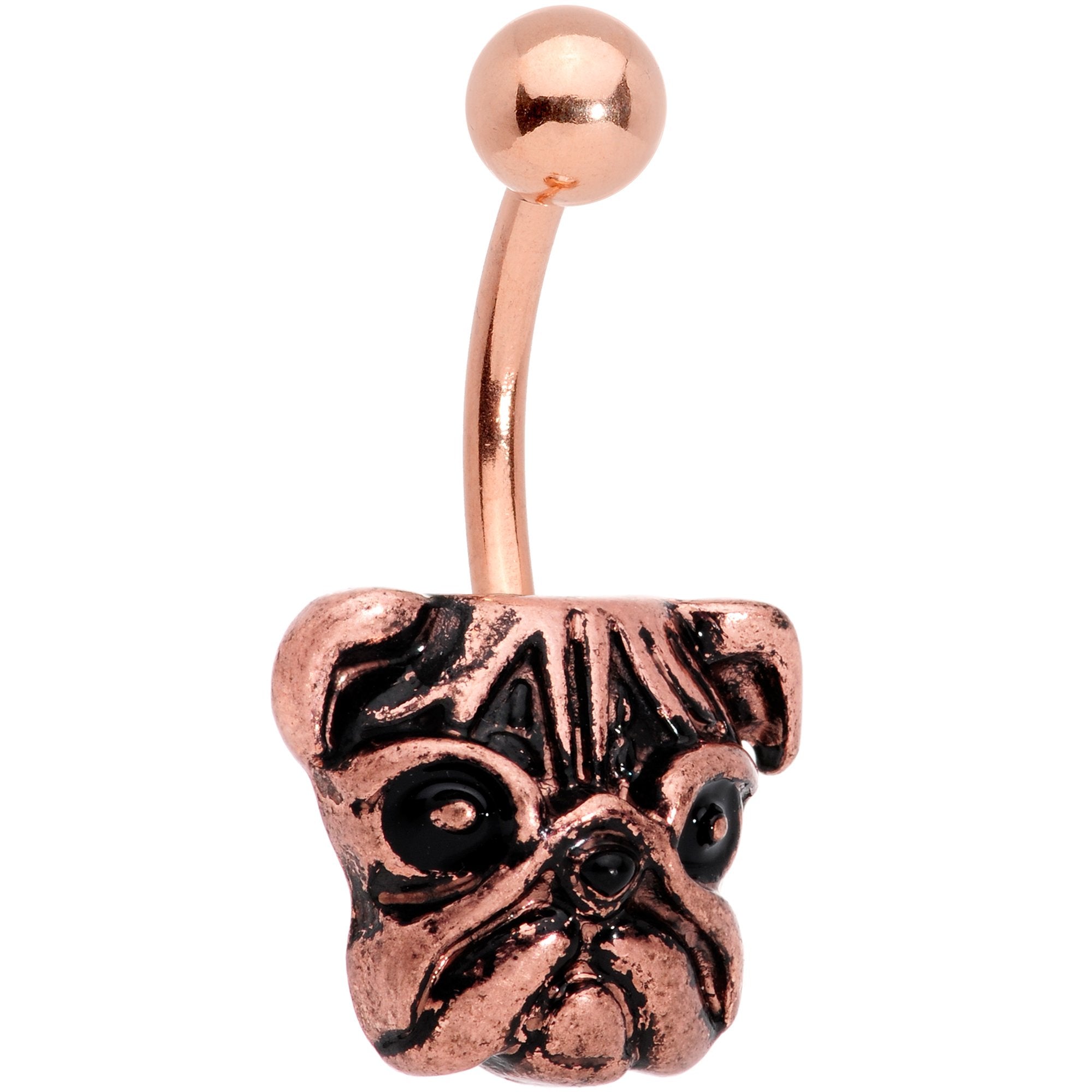 Aurora Gem Rose Gold Tone Variety Bulldog Belly Ring Set of 4