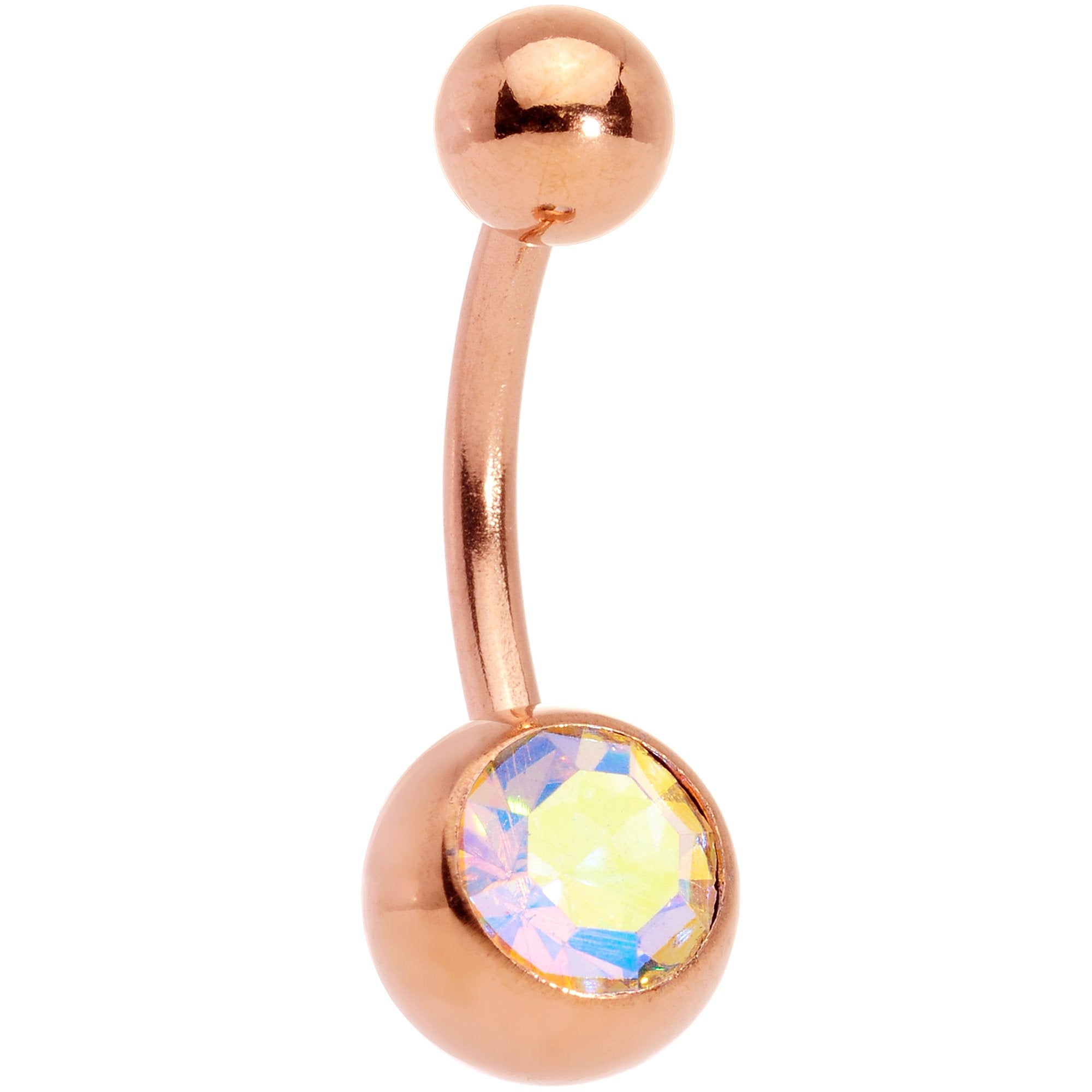 Aurora Gem Rose Gold Tone Variety Bulldog Belly Ring Set of 4