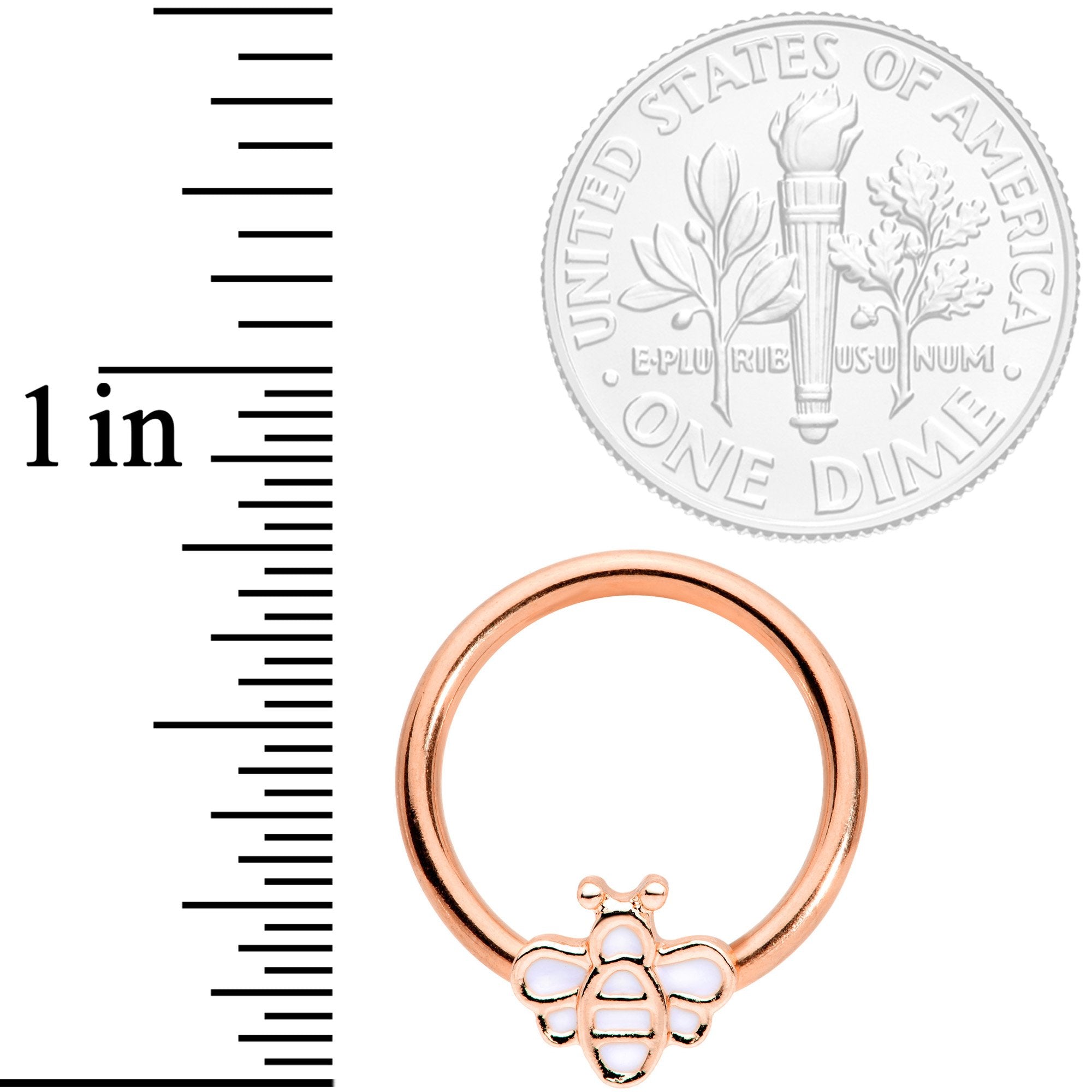 14 Gauge 1/2 Rose Gold Tone Bumble Bee BCR Captive Nipple Ring Set