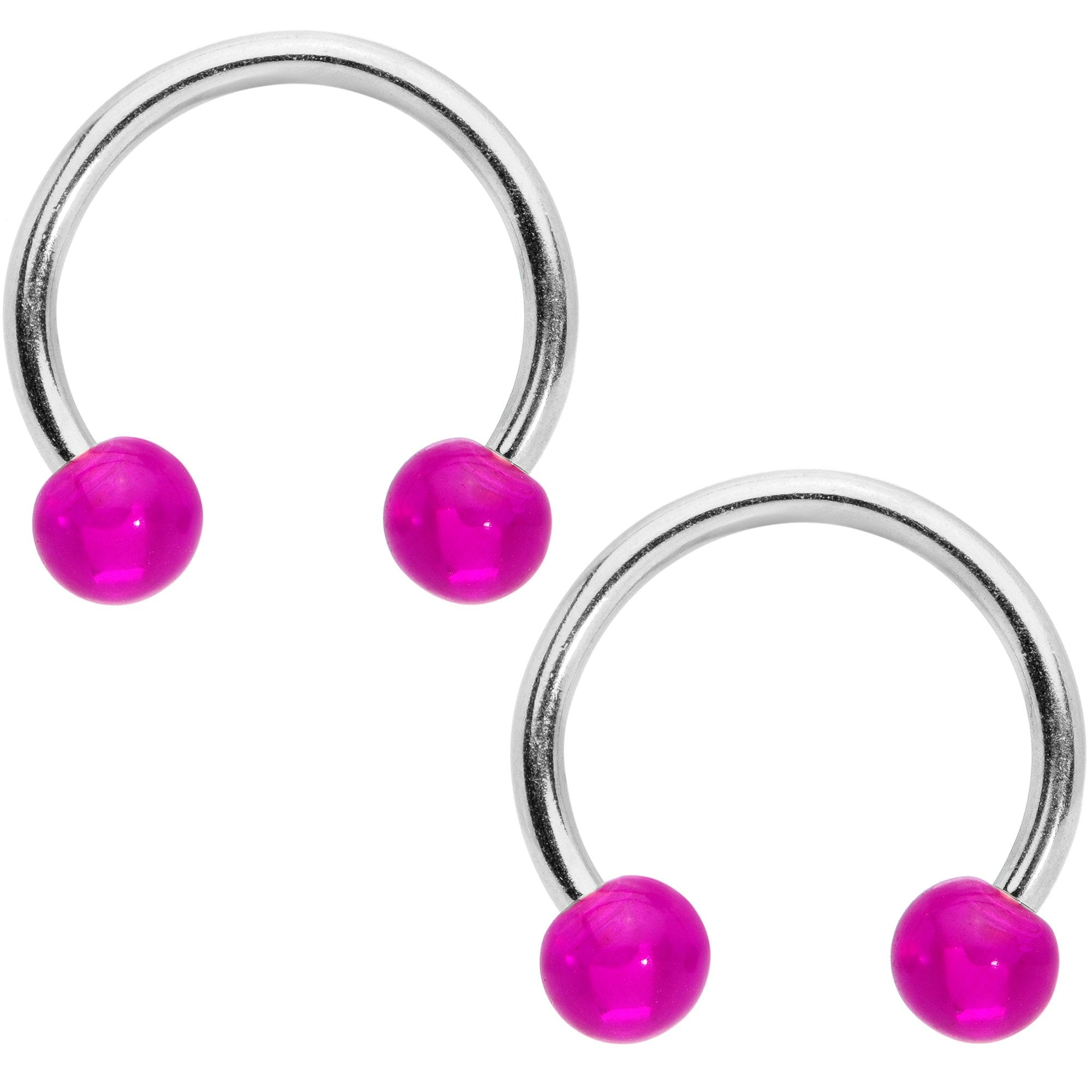 14 Gauge Clear Pink Gem Giraffe UV Horseshoe Nipple Ring Set