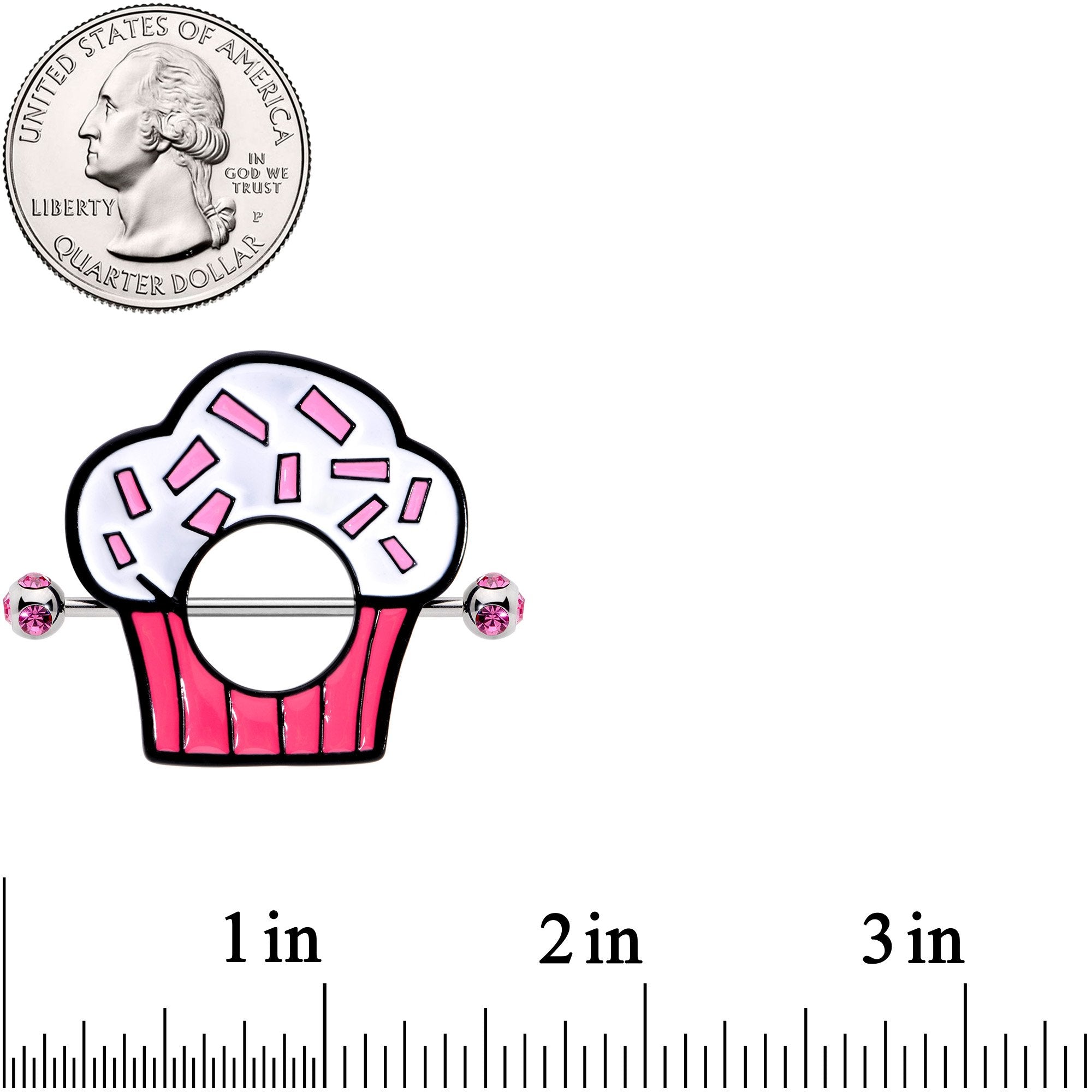 14 Gauge 33mm Pink Gem Sprinkle Cupcake Nipple Shield Set