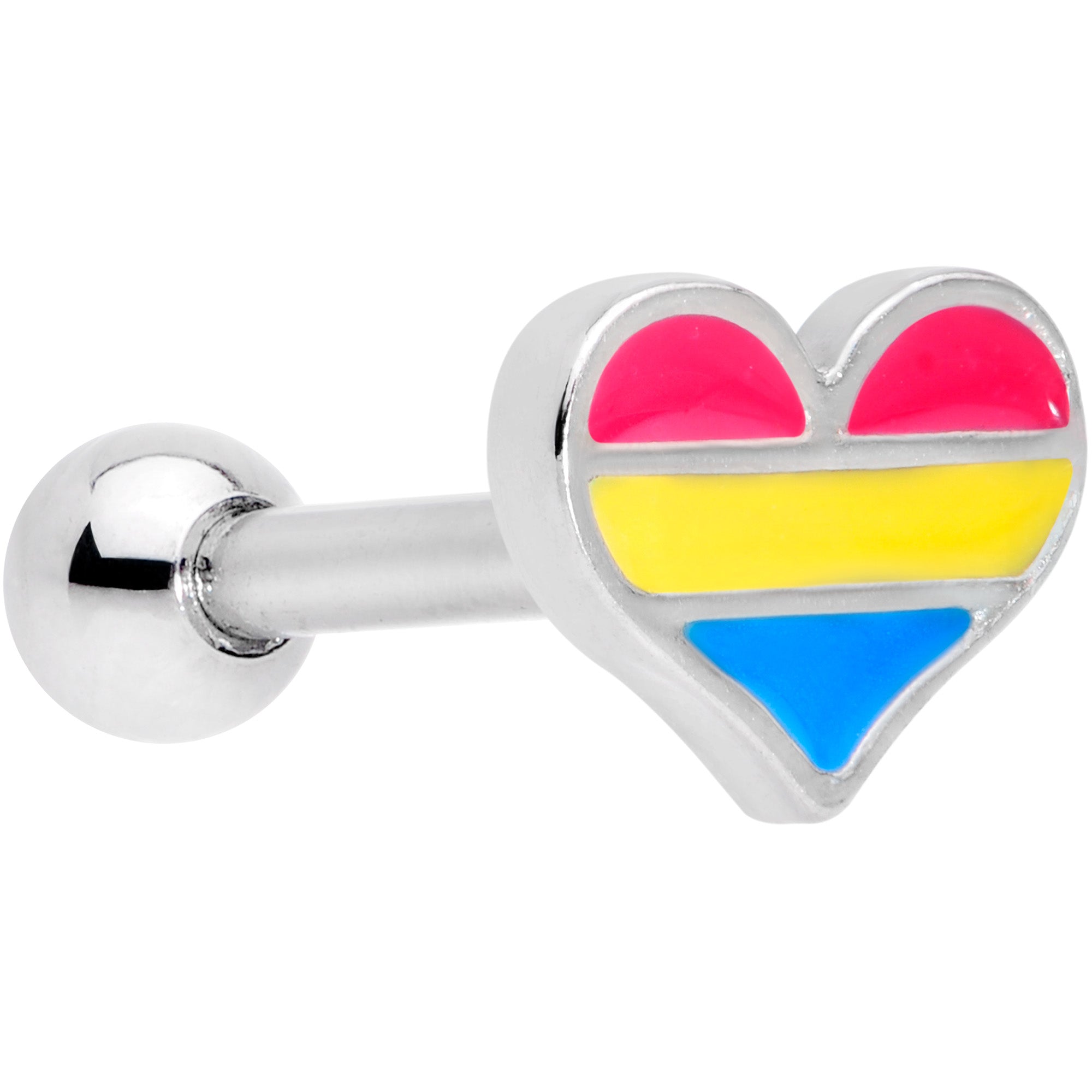 16 Gauge 1/4 Pansexual Pride Heart Cartilage Tragus Earring