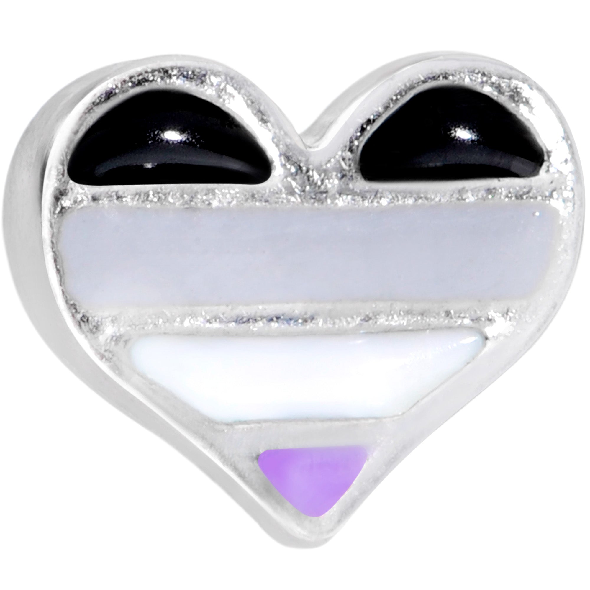 16 Gauge 1/4 Asexual Pride Heart Cartilage Tragus Earring