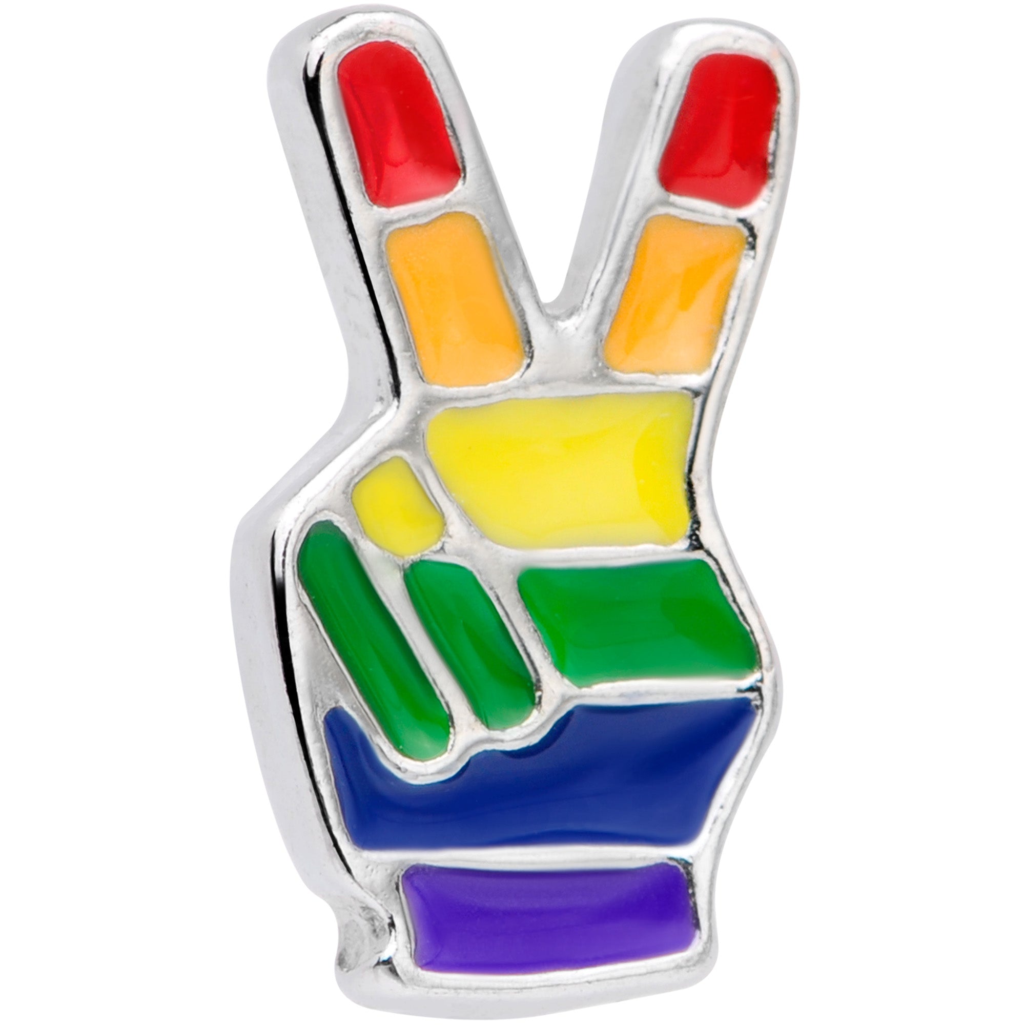 16 Gauge 1/4 Gay Pride Rainbow Hand Peace Sign Cartilage Tragus