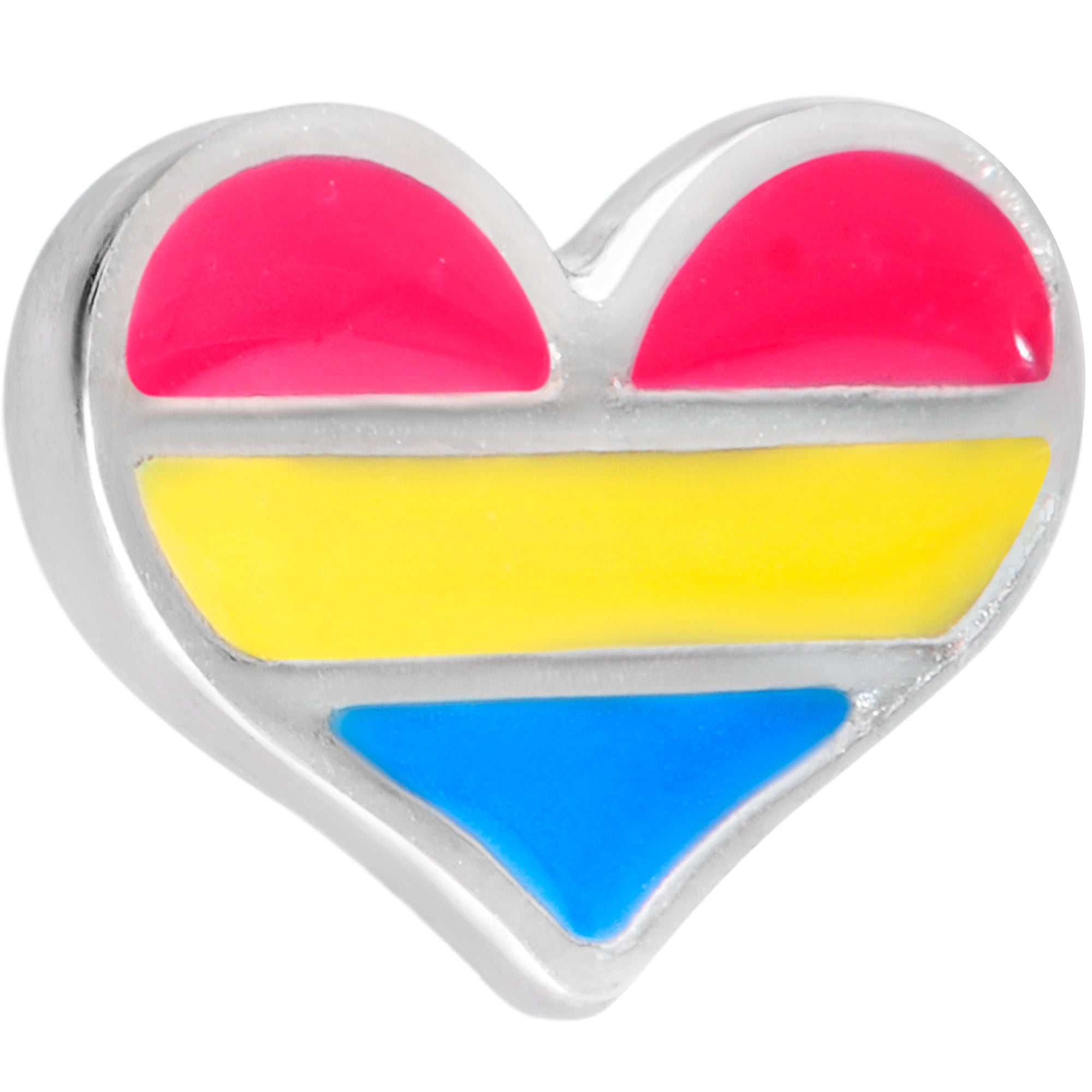 Red Yellow Blue Pansexual Pride Heart Barbell Tongue Ring