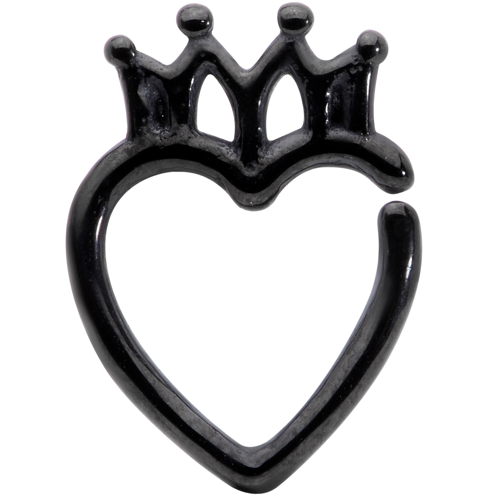 16 Gauge 5/16 Black Royal Crown Heart Right Ear Closure Ring