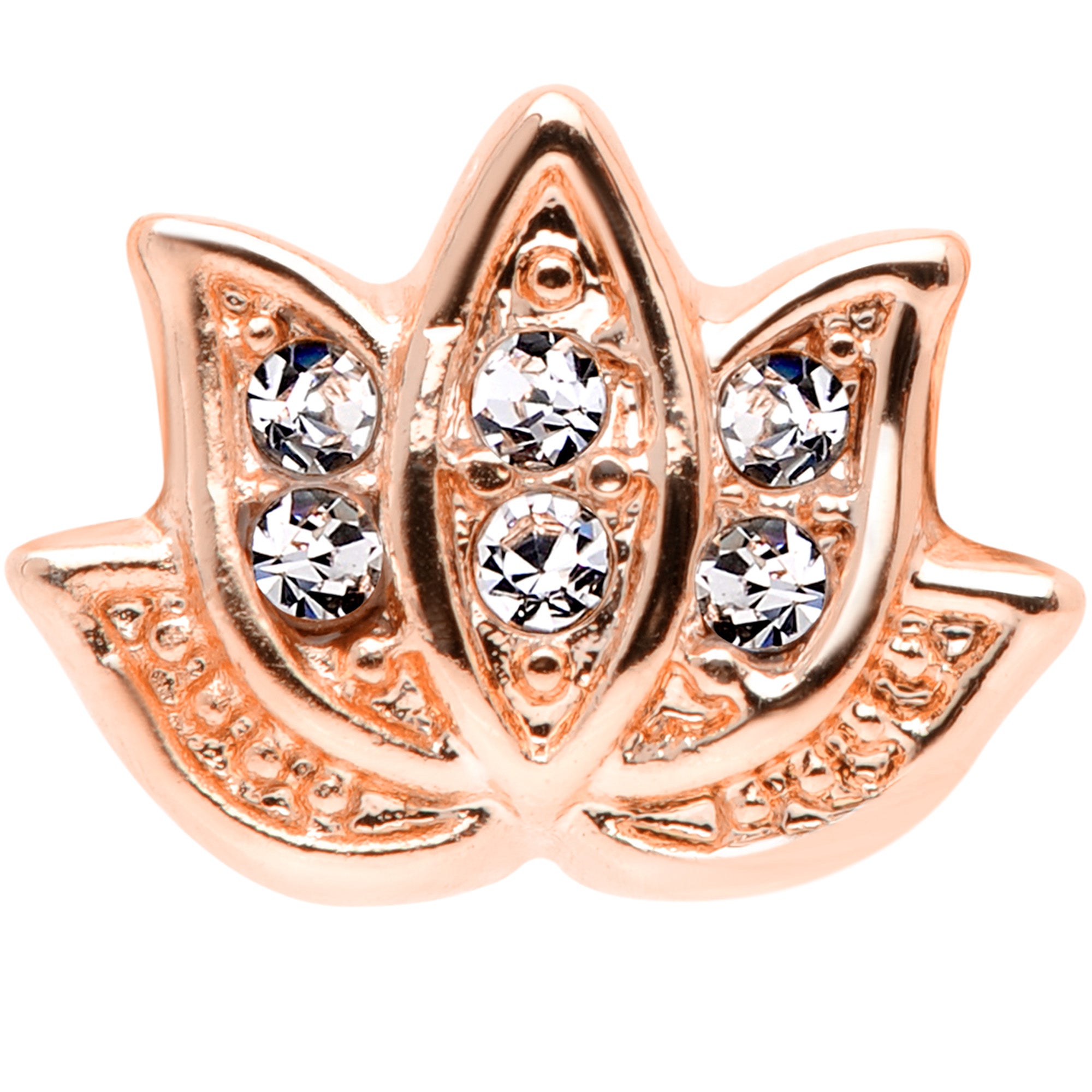 16 Gauge 1/4 Clear Gem Rose Gold Tone Lotus Flower Cartilage Tragus Earring