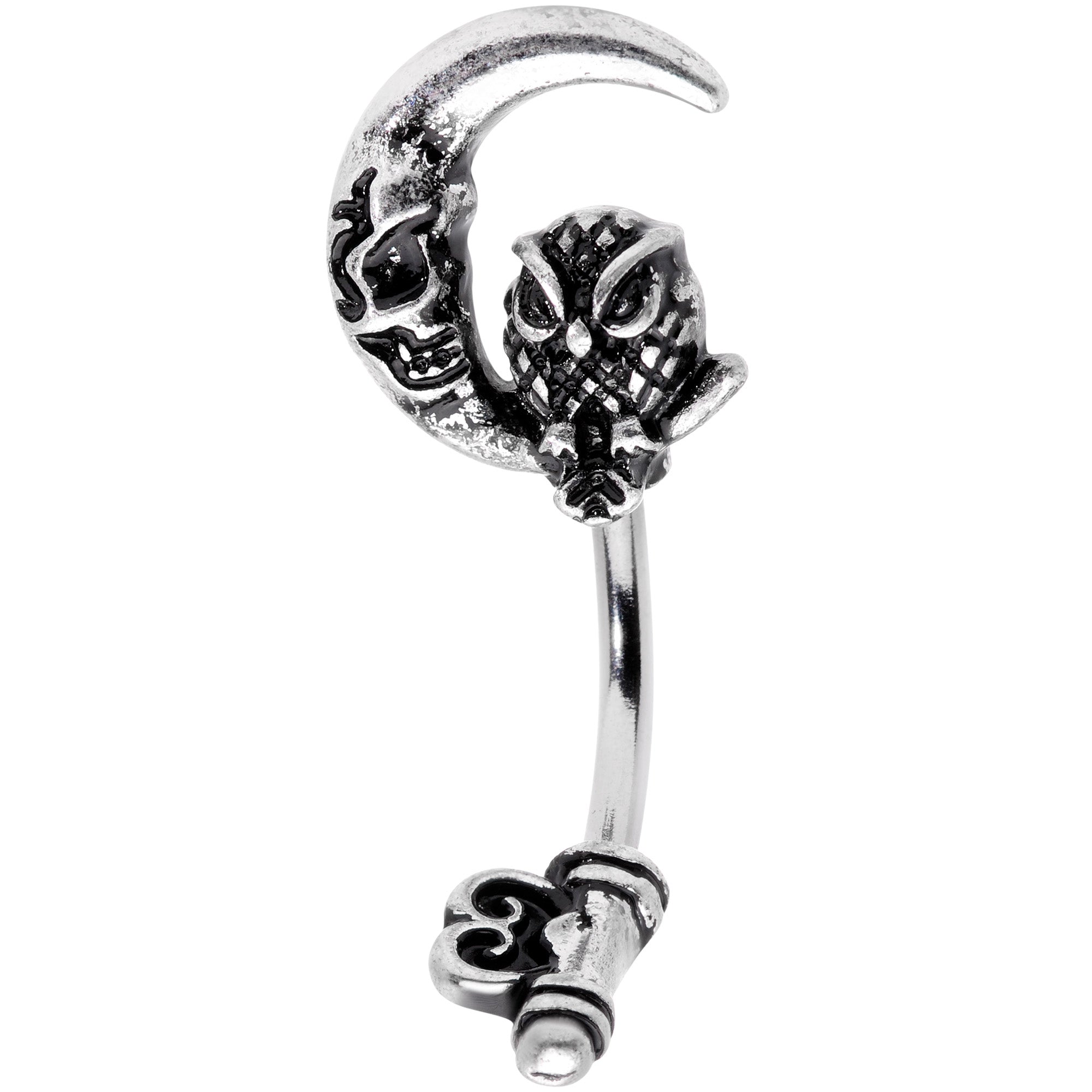 Owl Skull Key Mystic Moon Double Mount Belly Ring