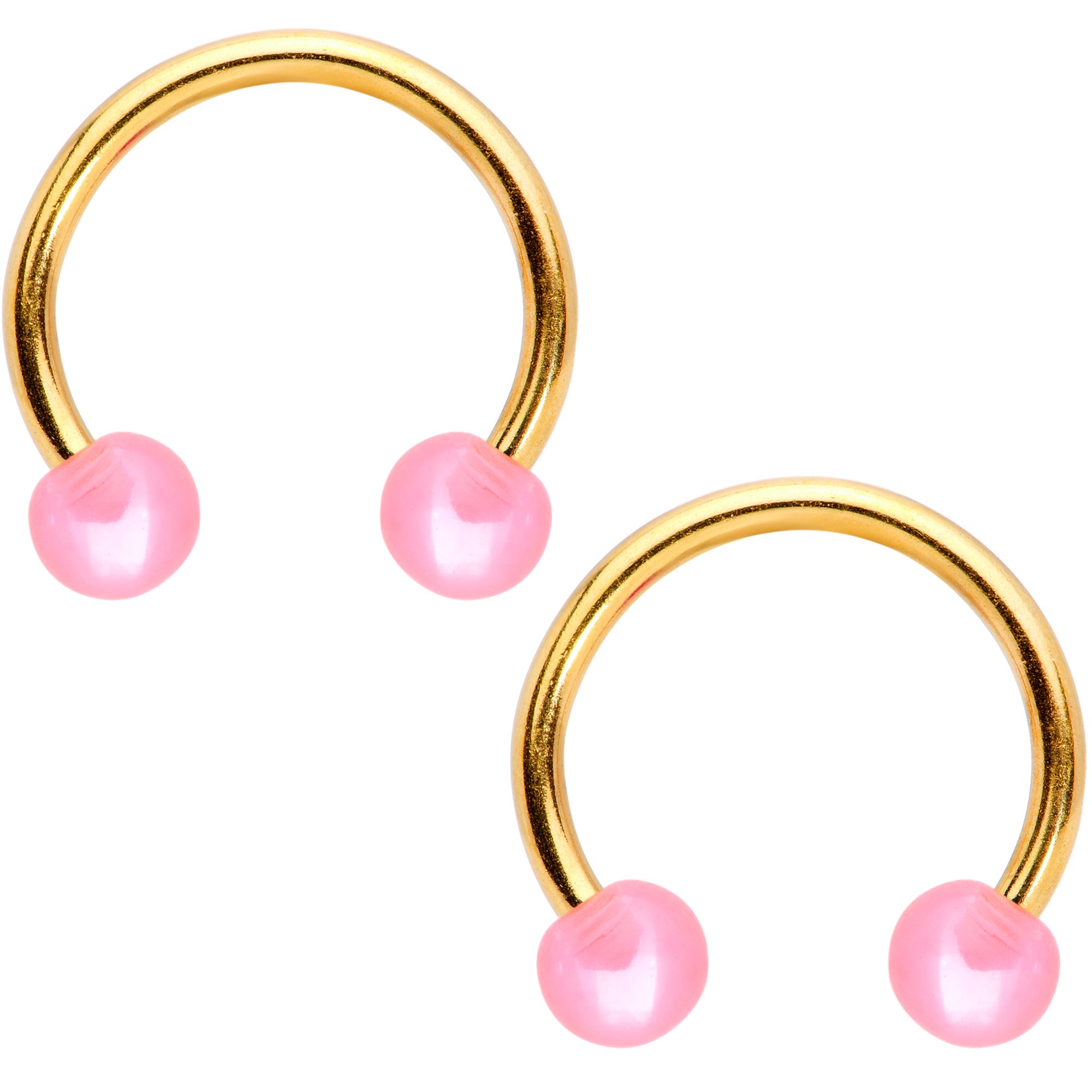 14 Gauge Gold Tone Unicorn UV Horseshoe Barbell Nipple Ring Set of 4