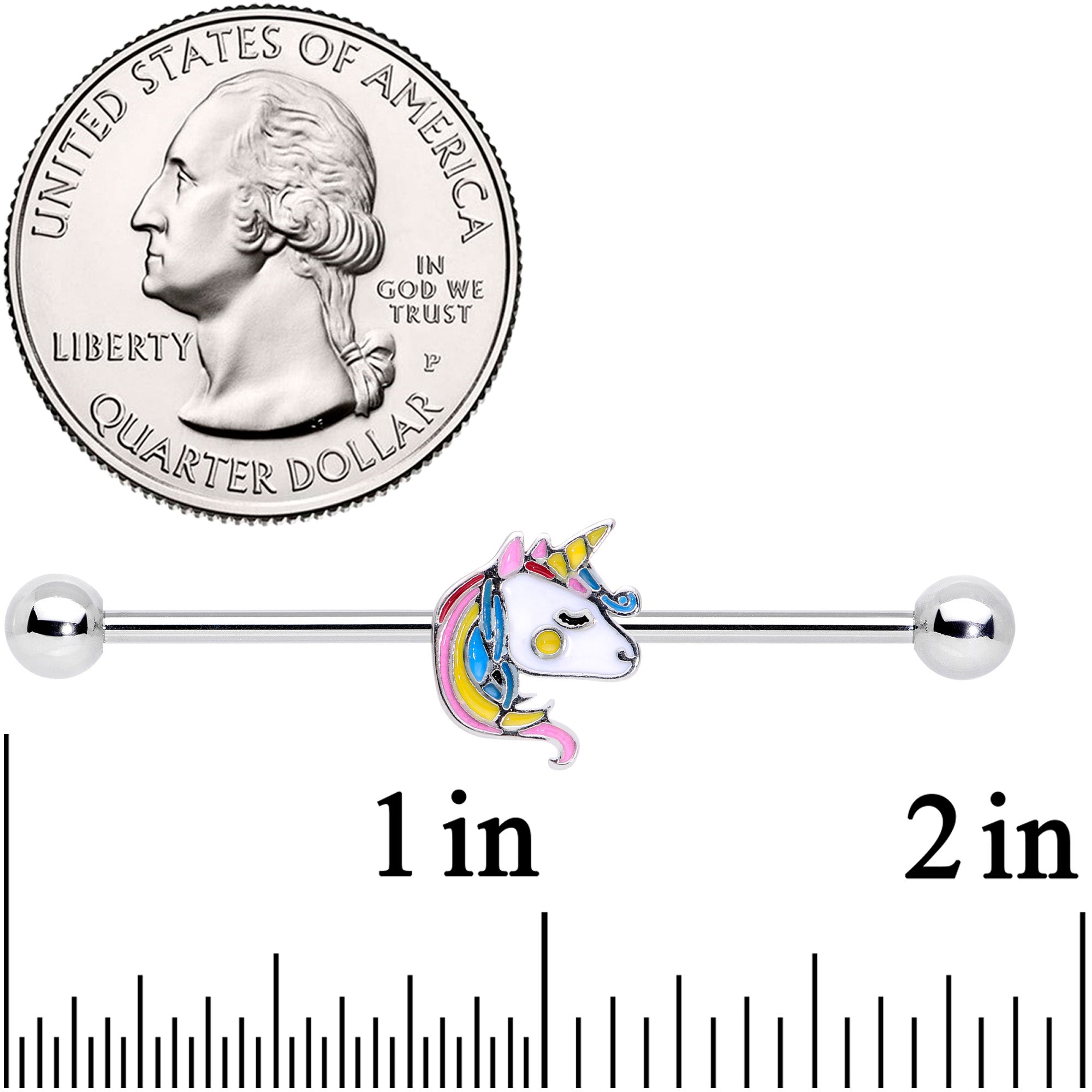 14 Gauge Pastel Unicorn Industrial Barbell 38mm