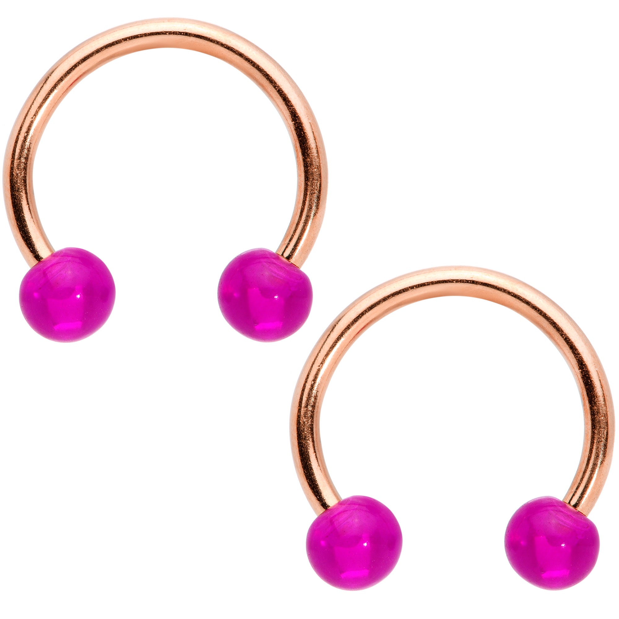 Clear Purple Gem Rose Gold Tone Giraffe UV Horseshoe Nipple Ring Set