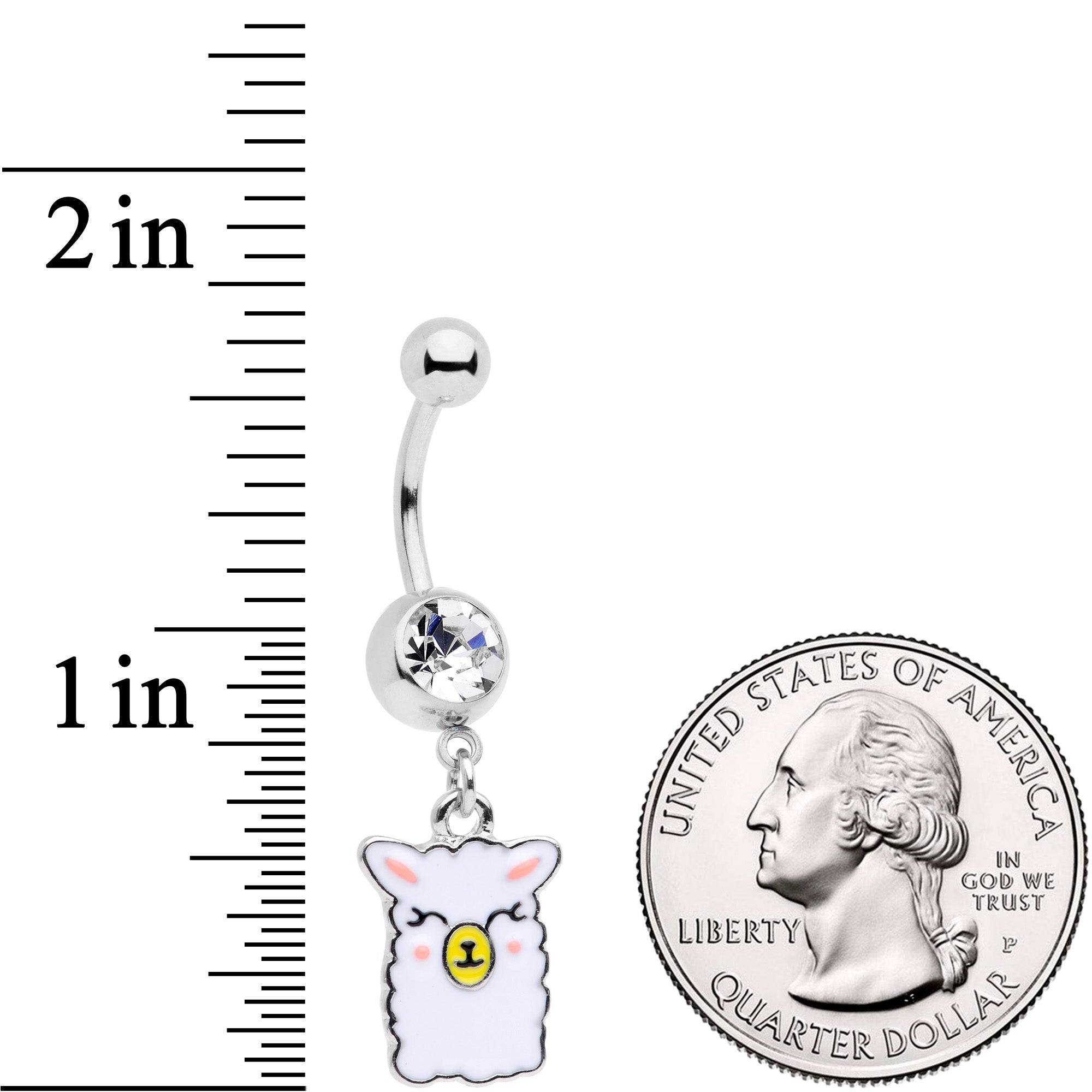 Clear CZ Gem Sweet Llama Dangle Belly Ring