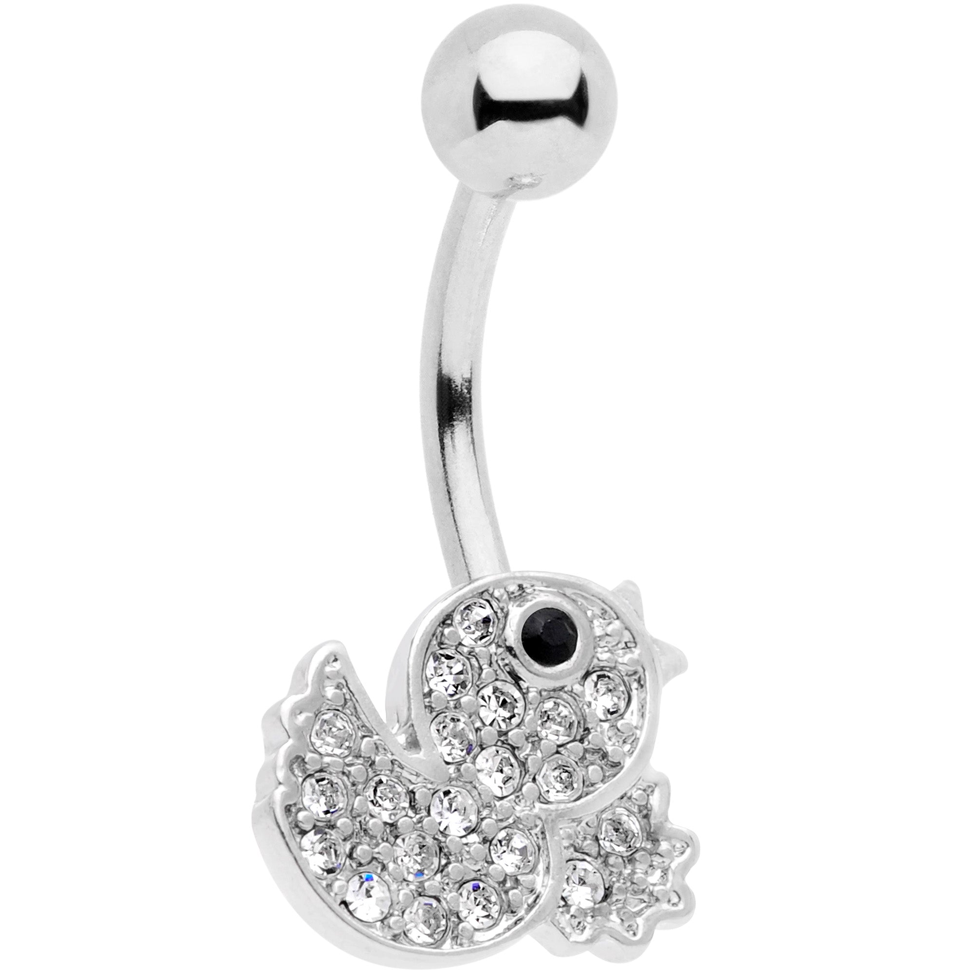 Clear Black Gem Ducky Belly Ring