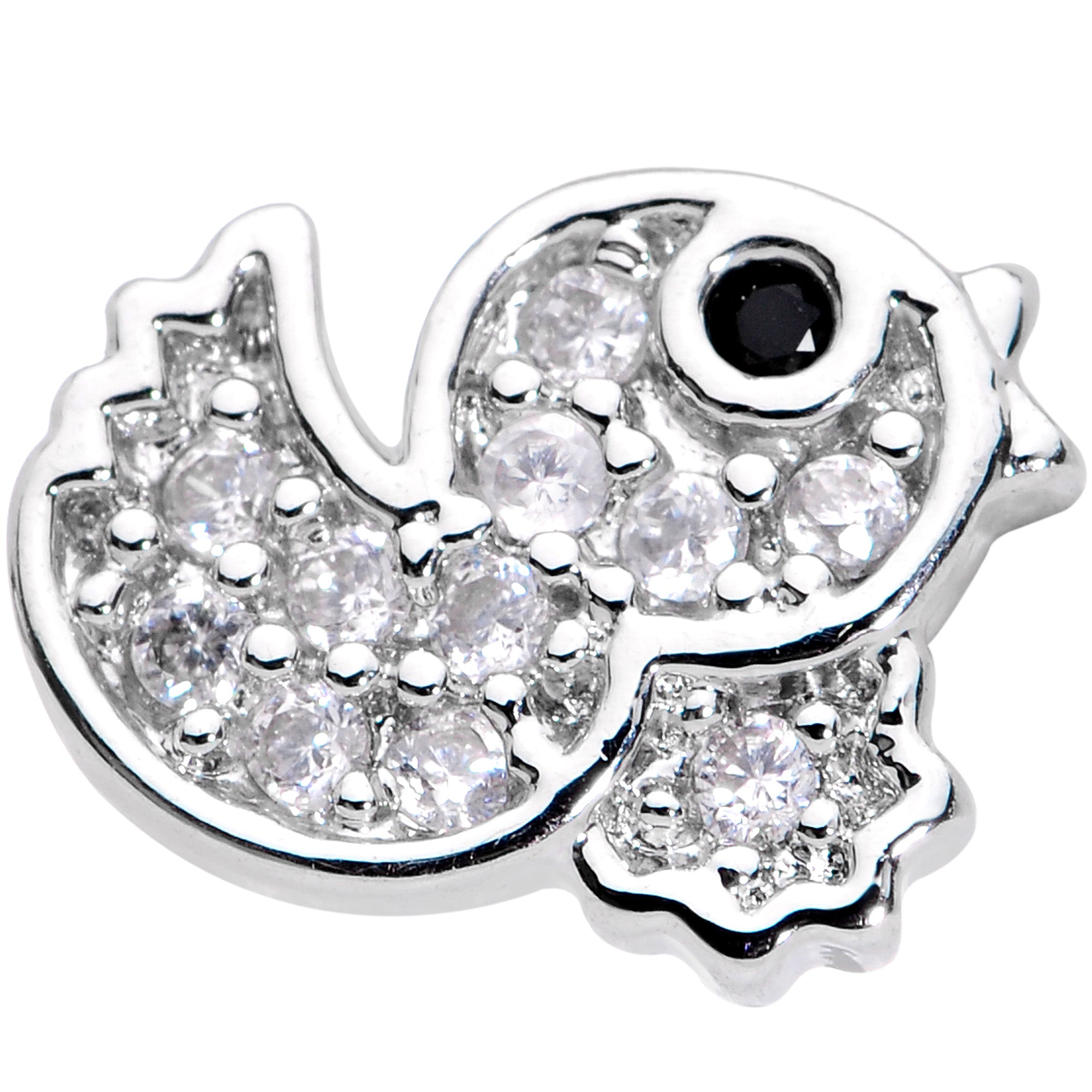 16 Gauge 1/4 Clear Black CZ Gem Ducky Cartilage Tragus Earring