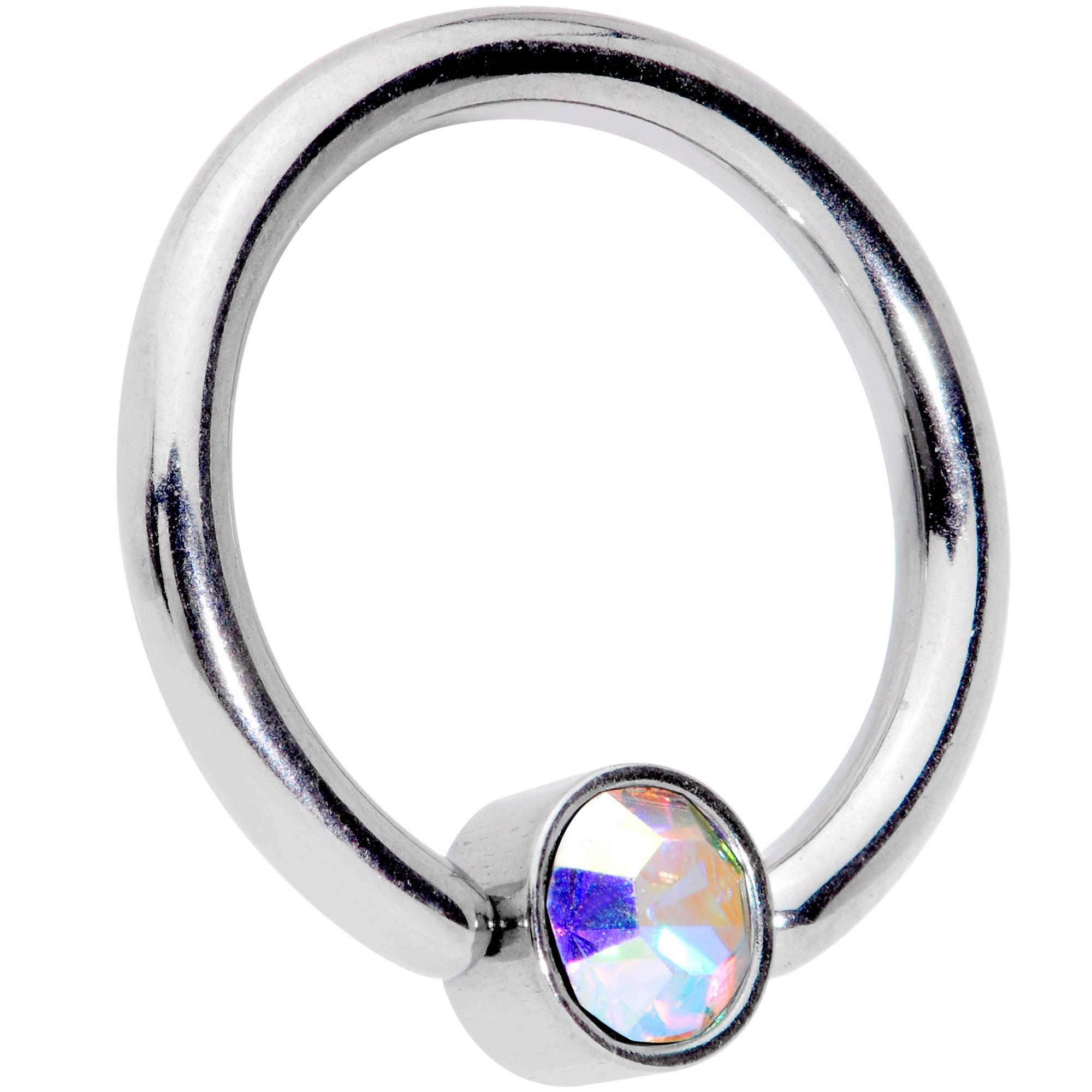 14 Gauge 3/8 Aurora Gem 4mm Disc BCR Captive Bead Ring