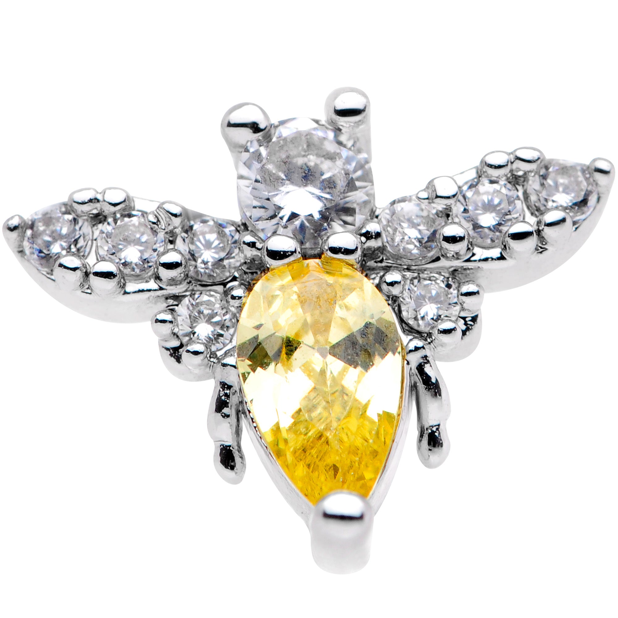 16 Gauge 1/4 Clear Yellow CZ Gem Bee Cartilage Tragus Earring