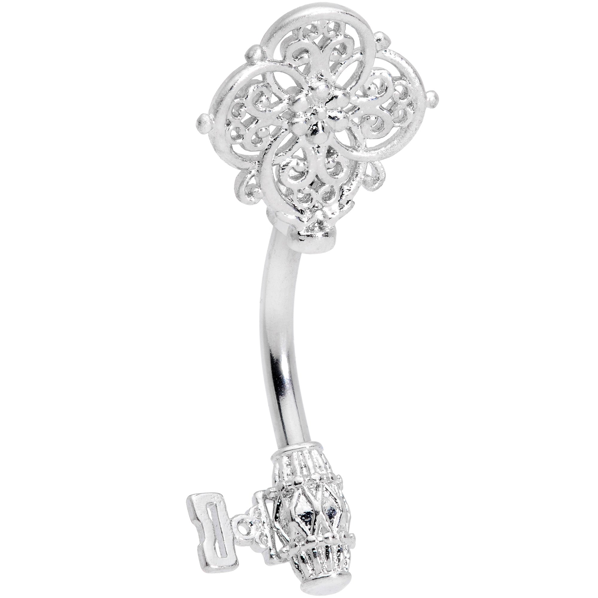 Ornate Filigree Key Top Mount Belly Ring