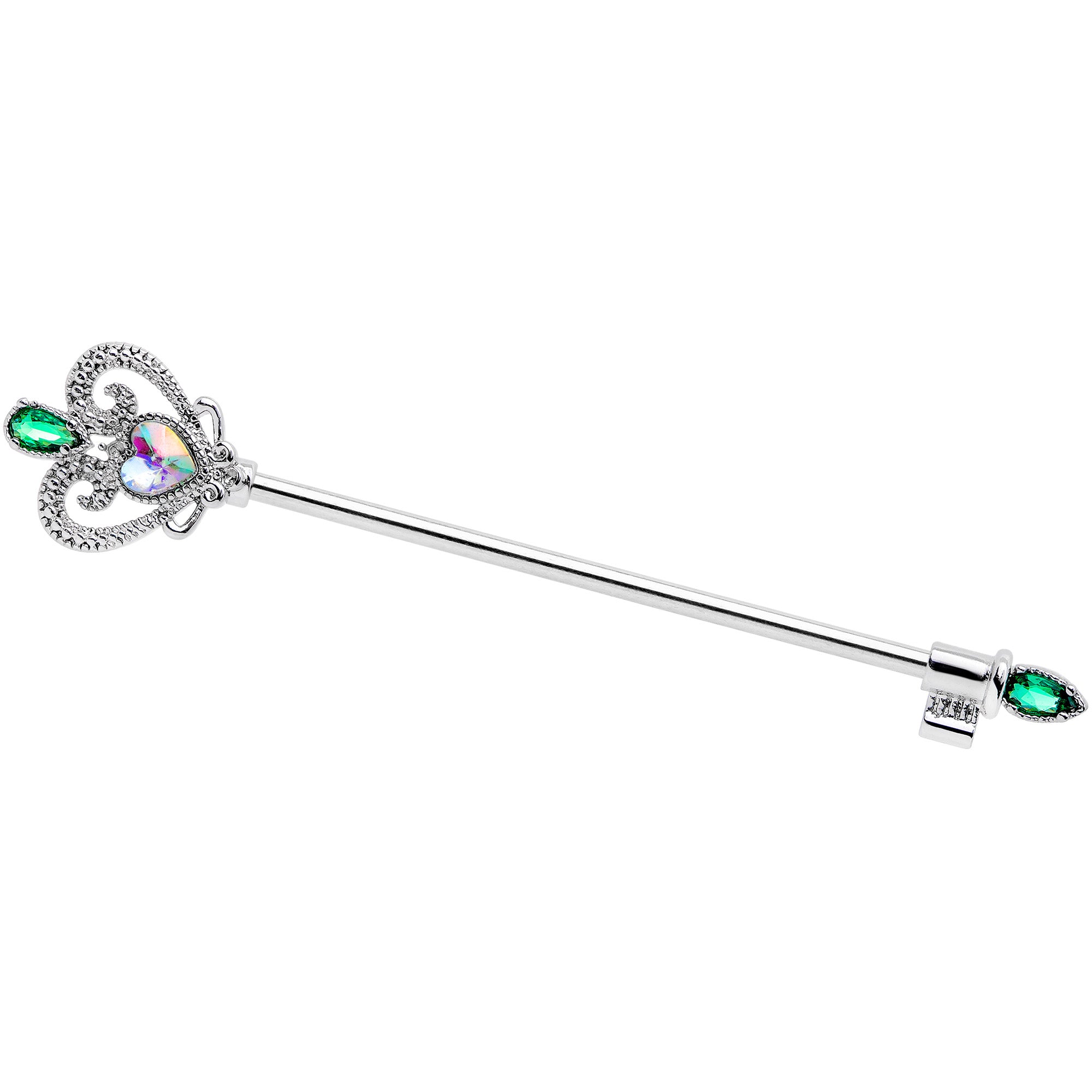 14 Gauge Green Aurora Gem Queens Key Industrial Barbell 38mm