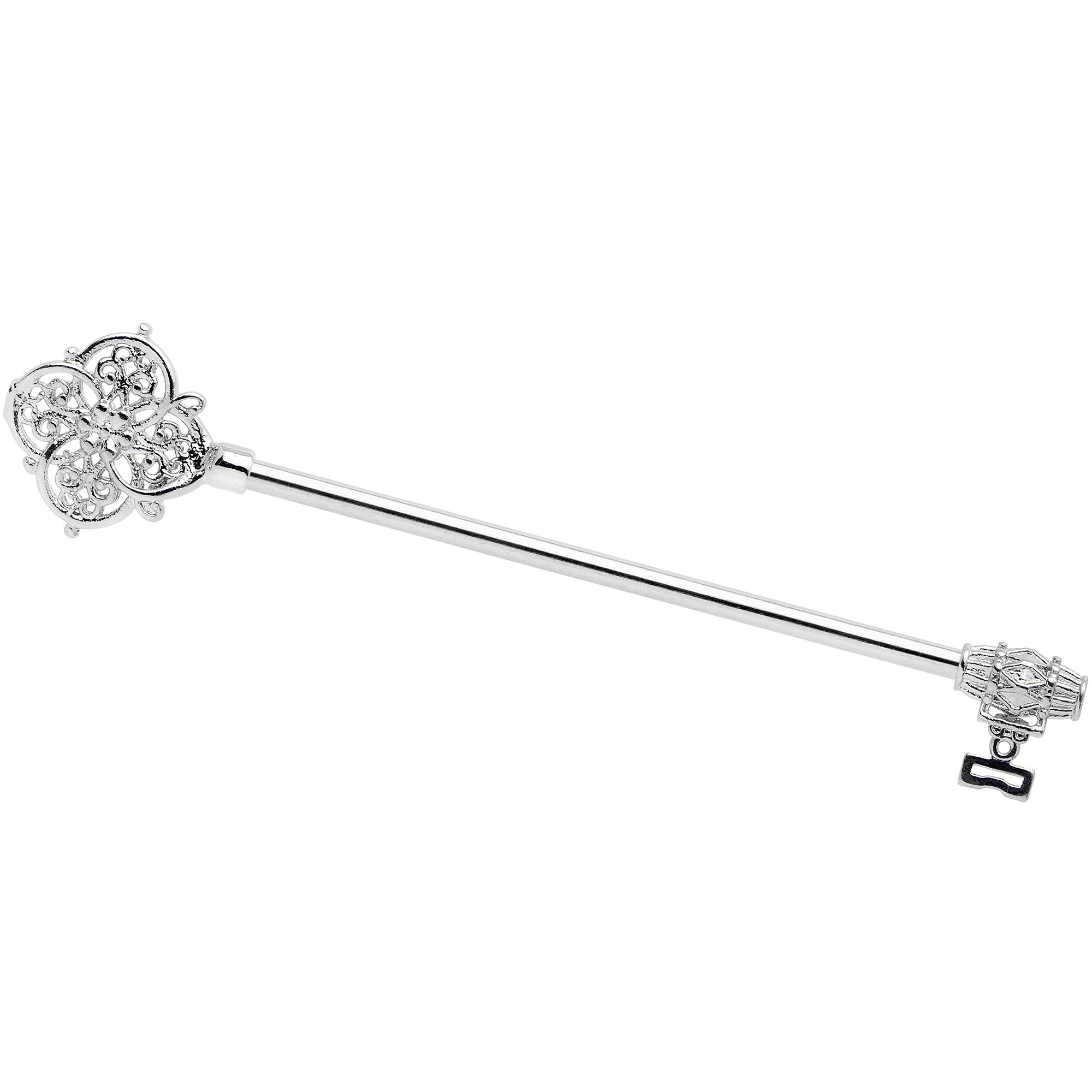 14 Gauge Ornate Filigree Key Industrial Barbell 38mm