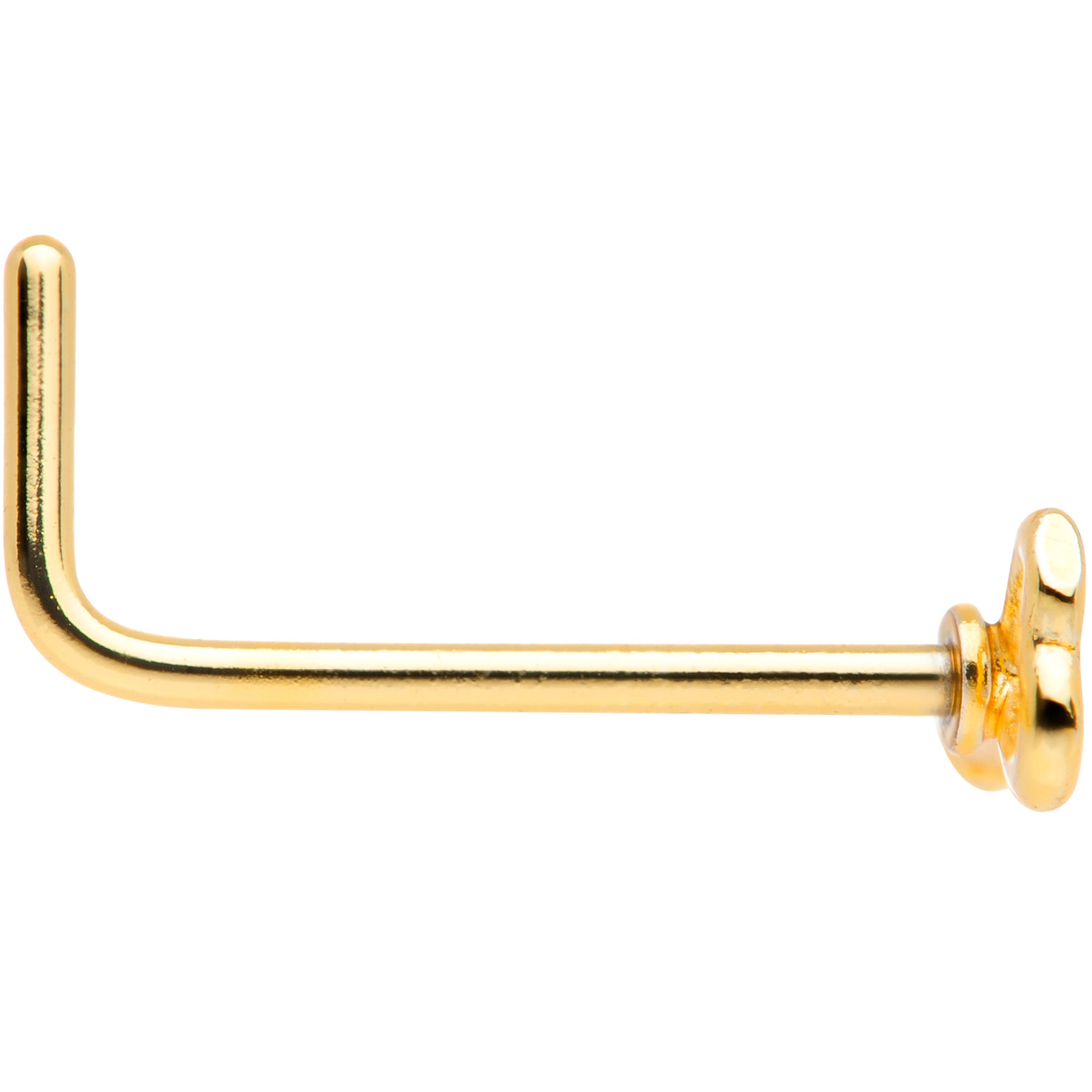 22 Gauge 5/16 Gold Tone Key to Your Heart L Shaped Nose Ring