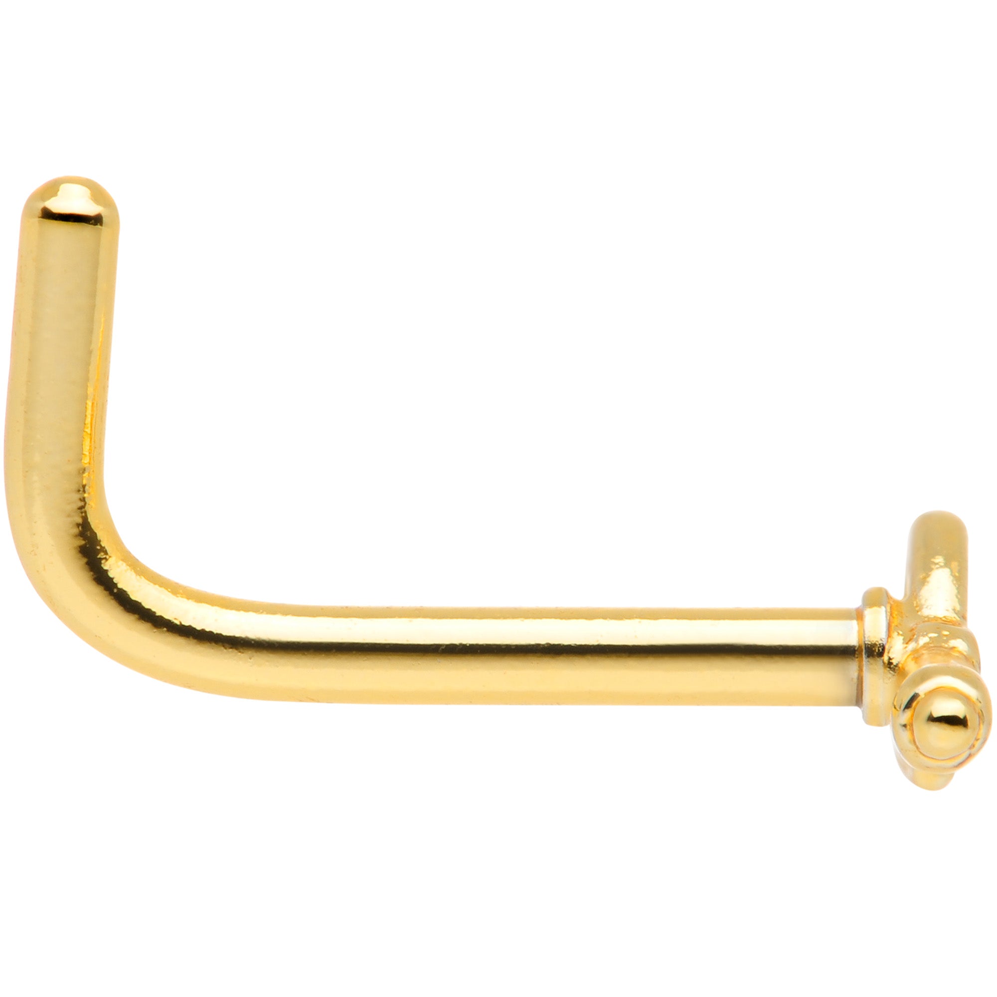 18 Gauge 5/16 Gold Tone Key to Your Heart L Shaped Nose Ring