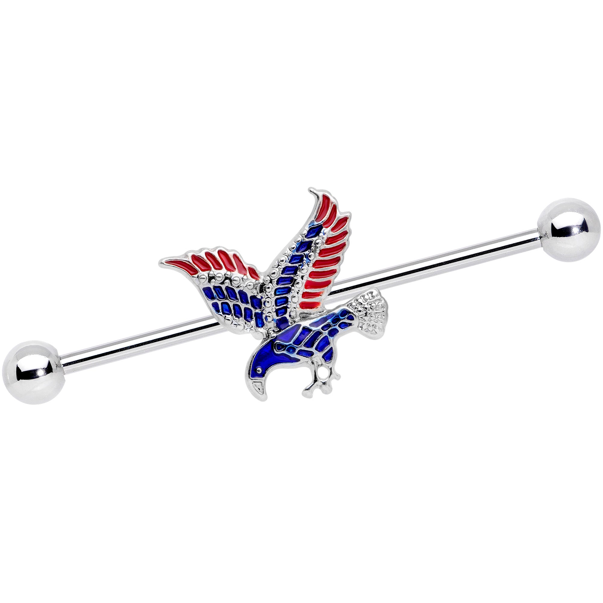 14 Gauge Red Blue Patriotic Eagle Industrial Barbell 38mm