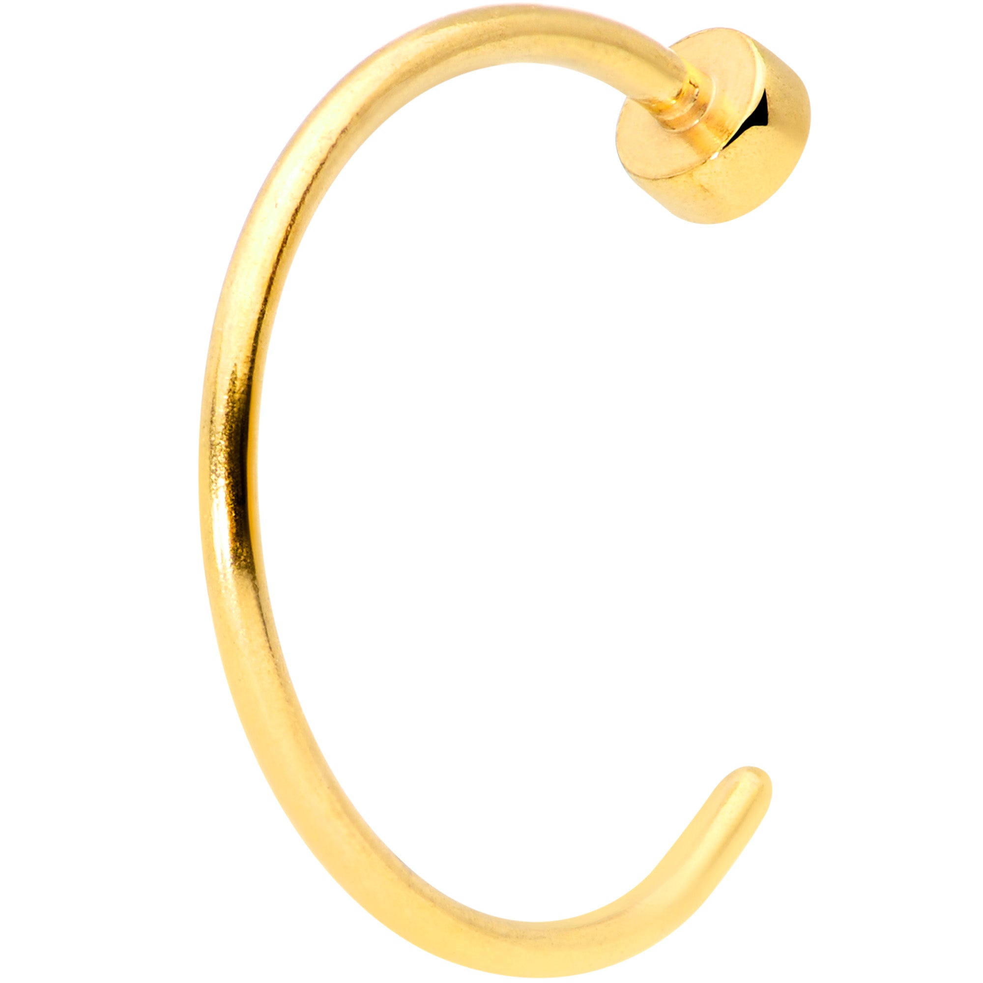 22 Gauge 5/16 Gold Tone Disc Nose Hoop