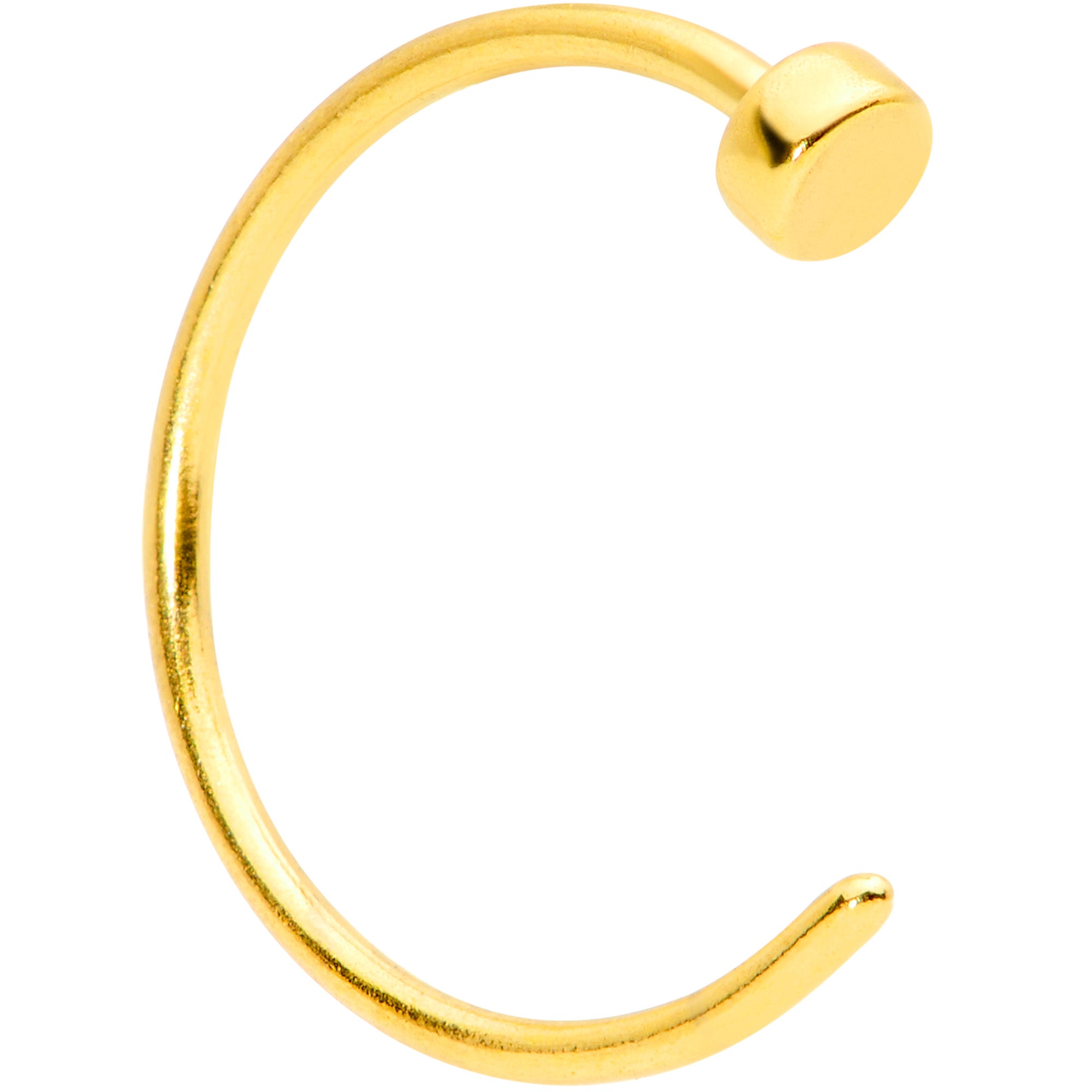 22 Gauge 5/16 Gold Tone Disc Nose Hoop