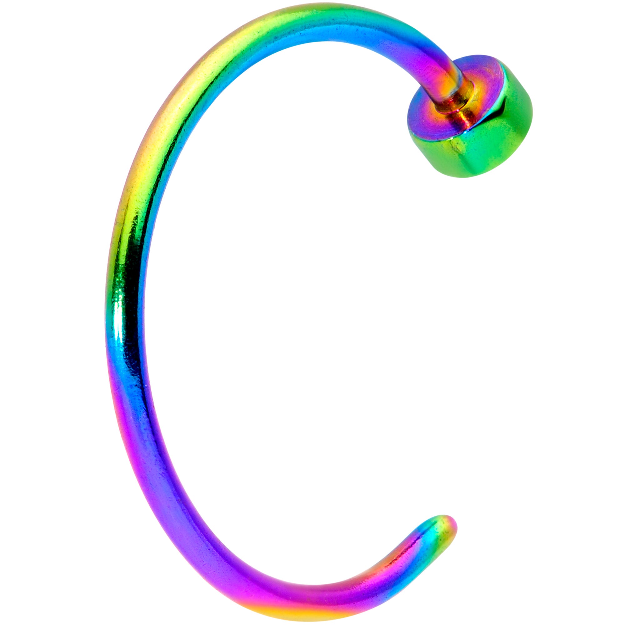 22 Gauge 5/16 Rainbow Disc Nose Hoop