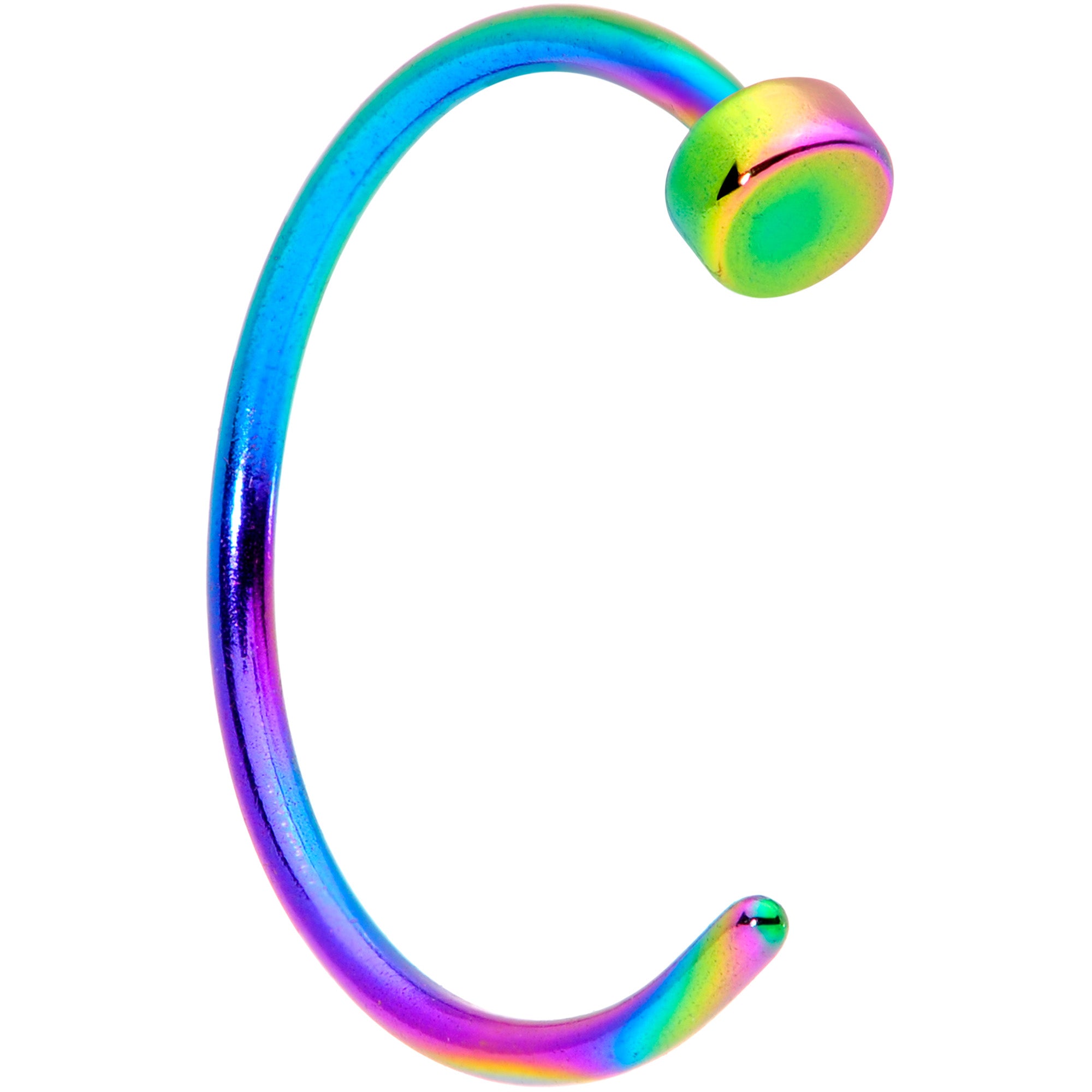 22 Gauge 5/16 Rainbow Disc Nose Hoop