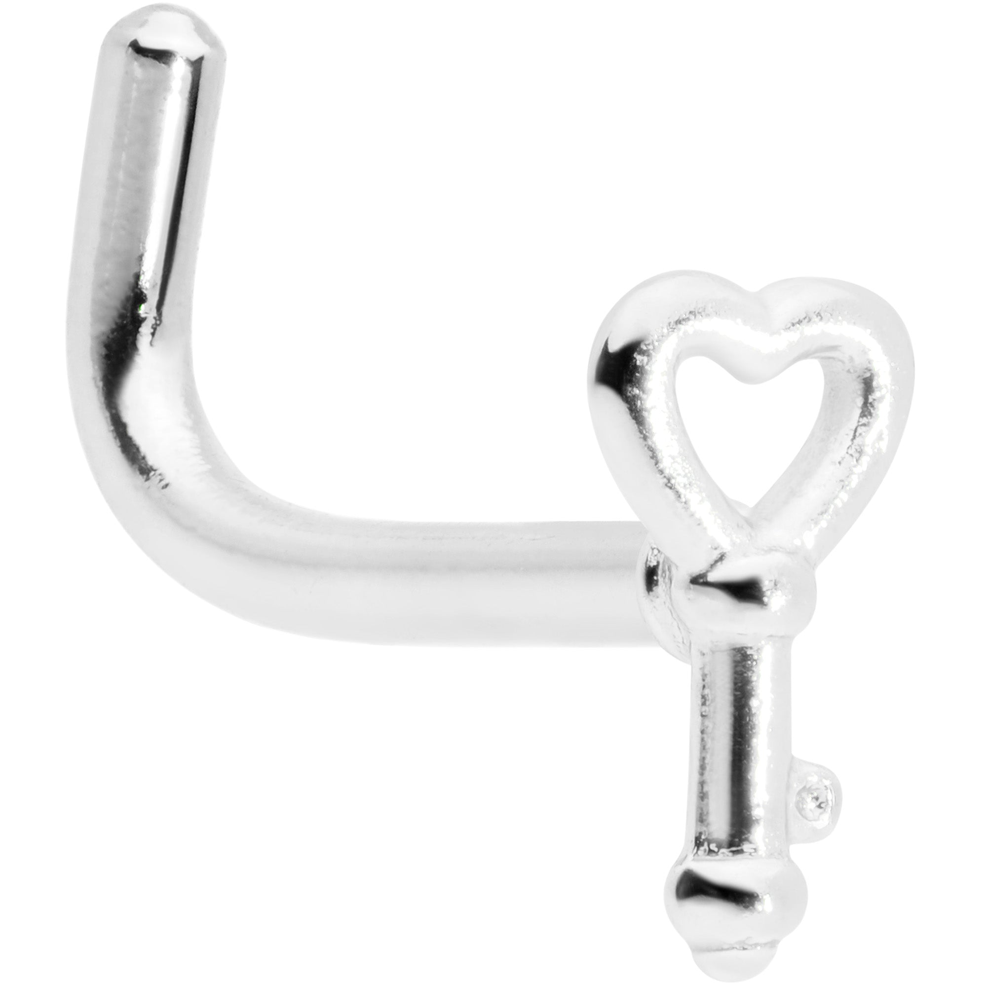 18 Gauge 5/16 Key to Your Heart L Shaped Nose Ring