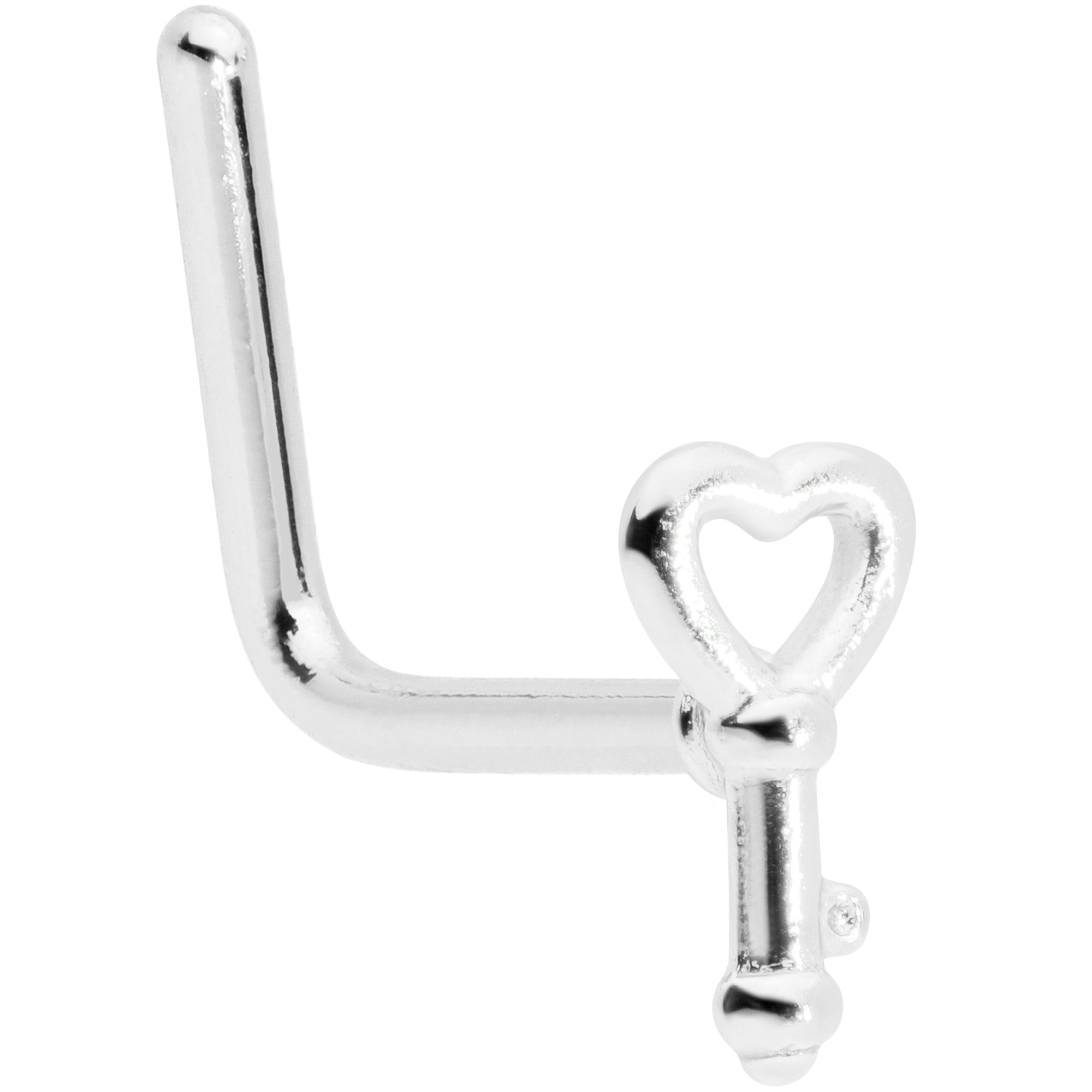 22 Gauge 5/16 Key to Your Heart L Shaped Nose Ring