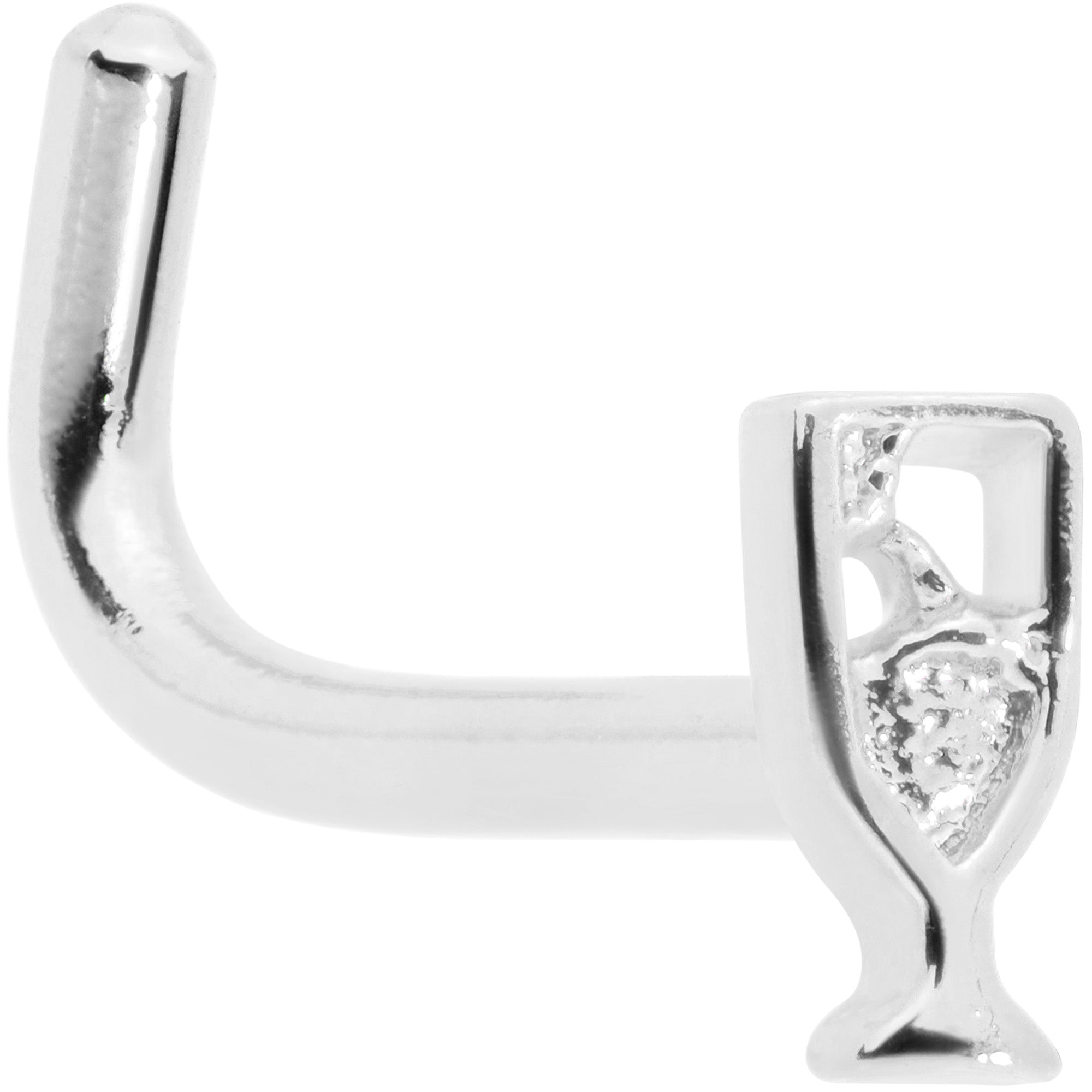 18 Gauge 5/16 New Years Champagne L Shaped Nose Ring