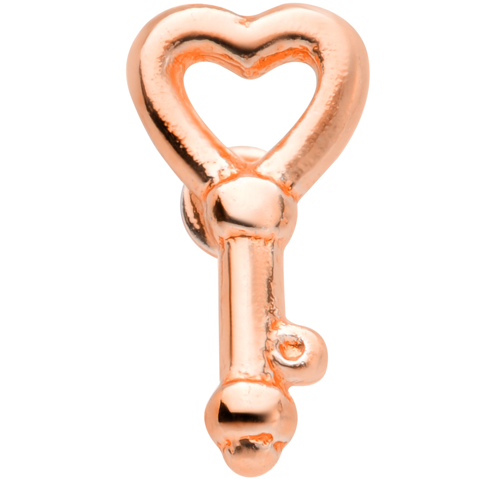 18 Gauge 5/16 Rose Gold Tone Key to Your Heart L Shaped Nose Ring