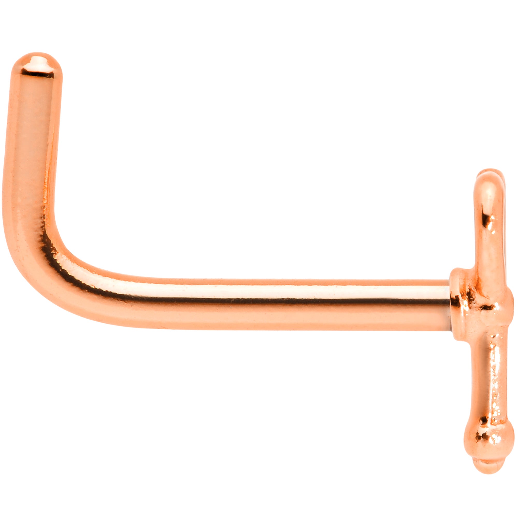 18 Gauge 5/16 Rose Gold Tone Key to Your Heart L Shaped Nose Ring